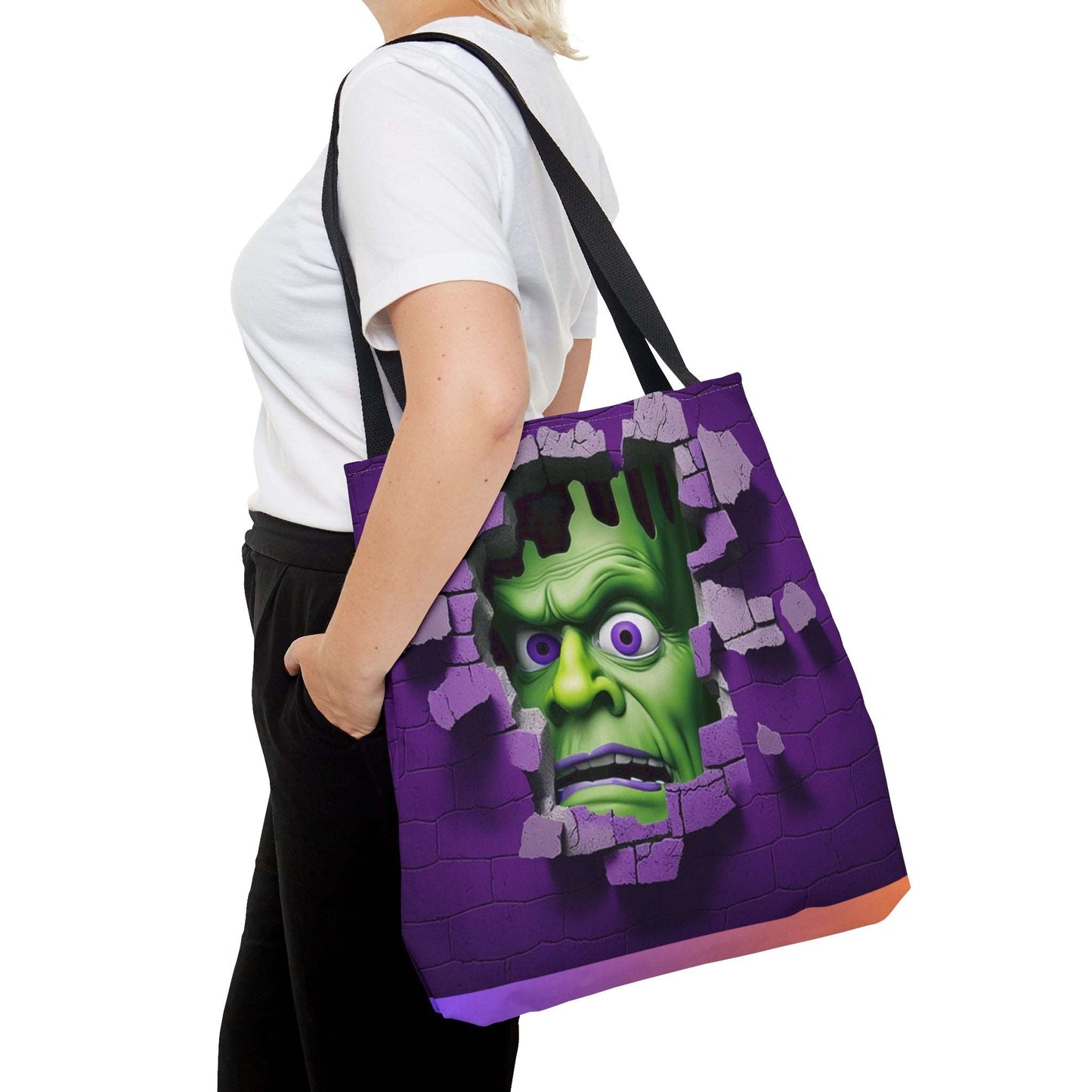 3D Hocus Pocus Spooky Season Halloween Tote Bag | 3D Frankenstein Design Purse | Trick or Treat Tote Bag