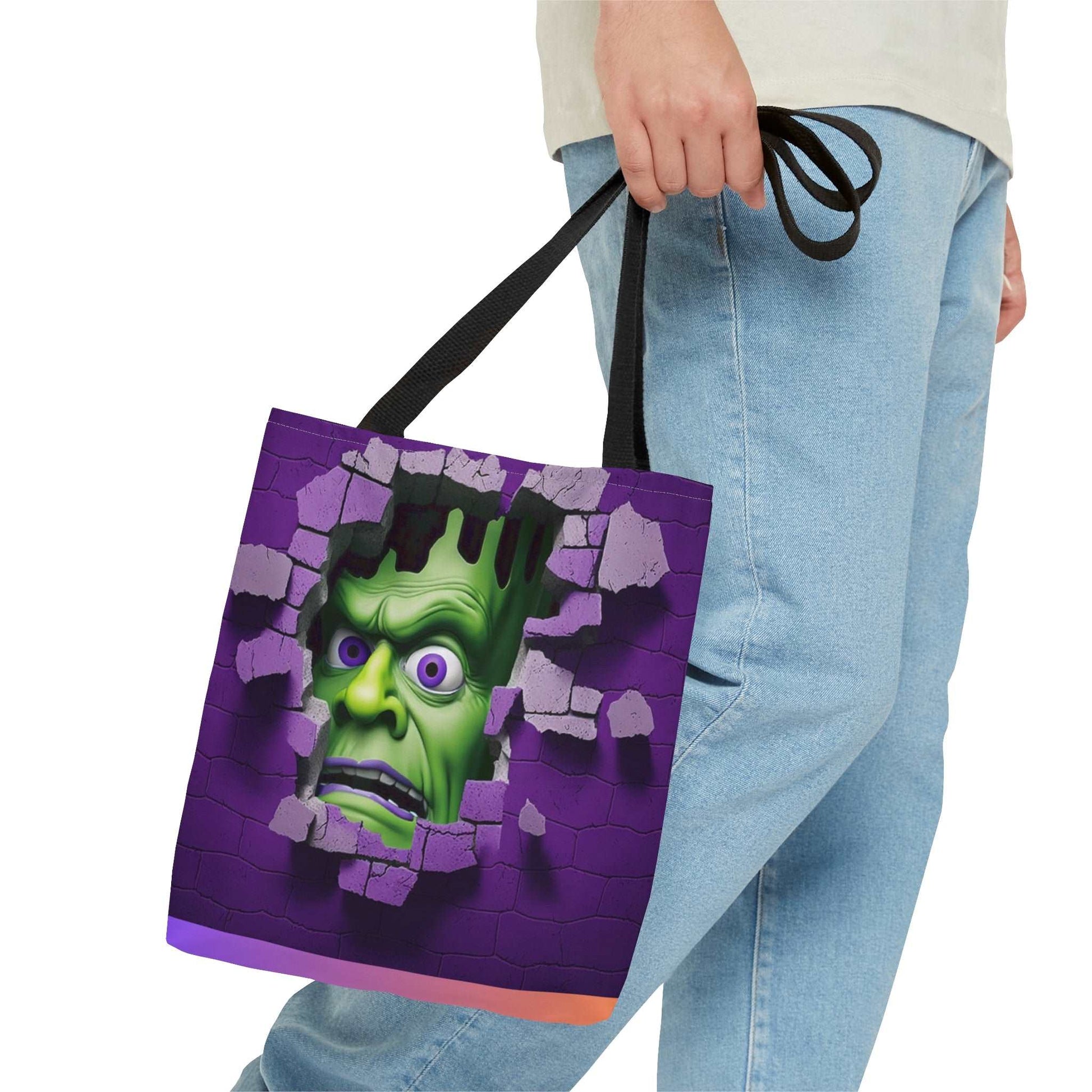 3D Hocus Pocus Spooky Season Halloween Tote Bag | 3D Frankenstein Design Purse | Trick or Treat Tote Bag