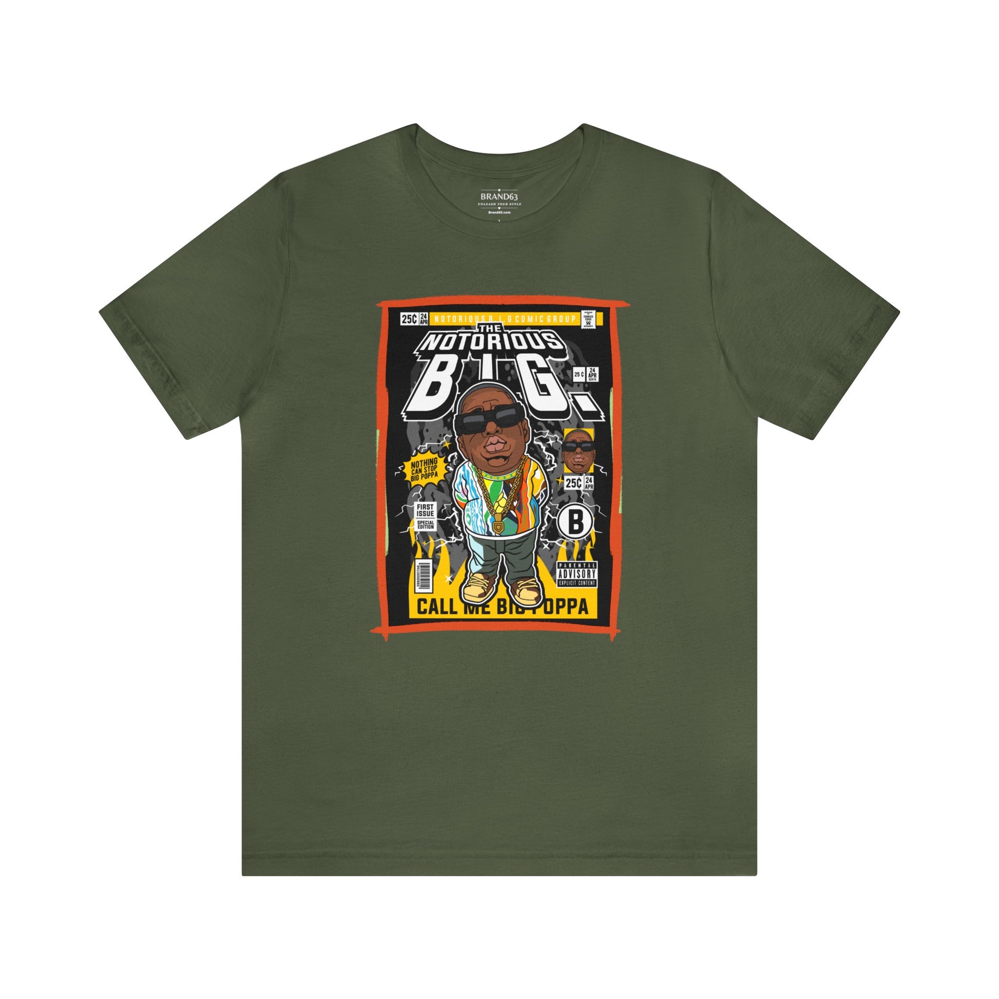 Brand63's exclusive Notorious B.I.G, Biggie, Comic Book-Pop Art T-shirt collection, featuring vibrant designs with free shipping on orders over $100