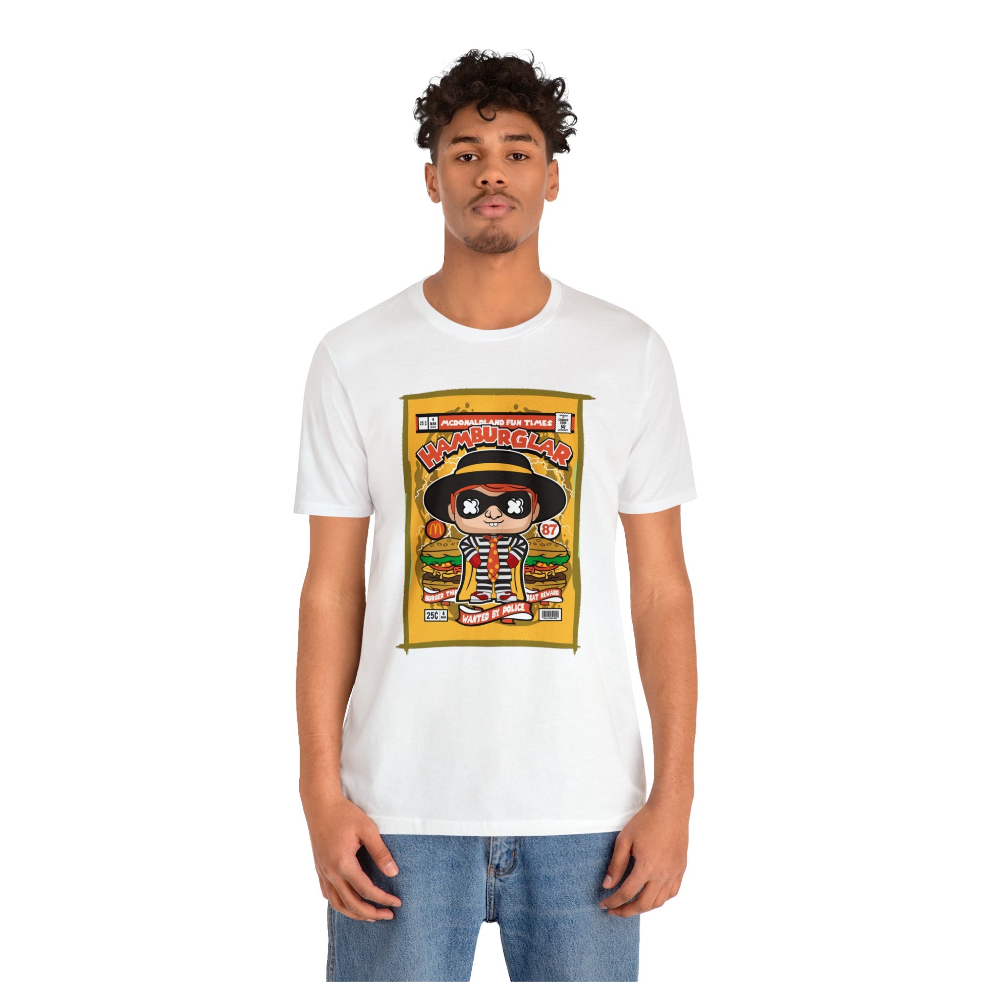 Brand63's exclusive Hamburglar Comic Book-Pop Art T-shirt collection, featuring vibrant designs with free shipping on orders over $100