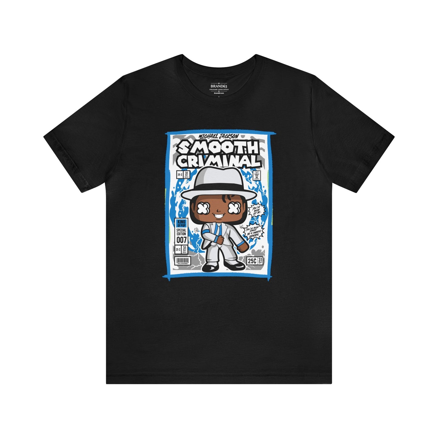 Brand63's exclusive Smooth Criminal Michael Jackson  Comic Book-Pop Art T-shirt collection, featuring vibrant designs with free shipping on orders over $100