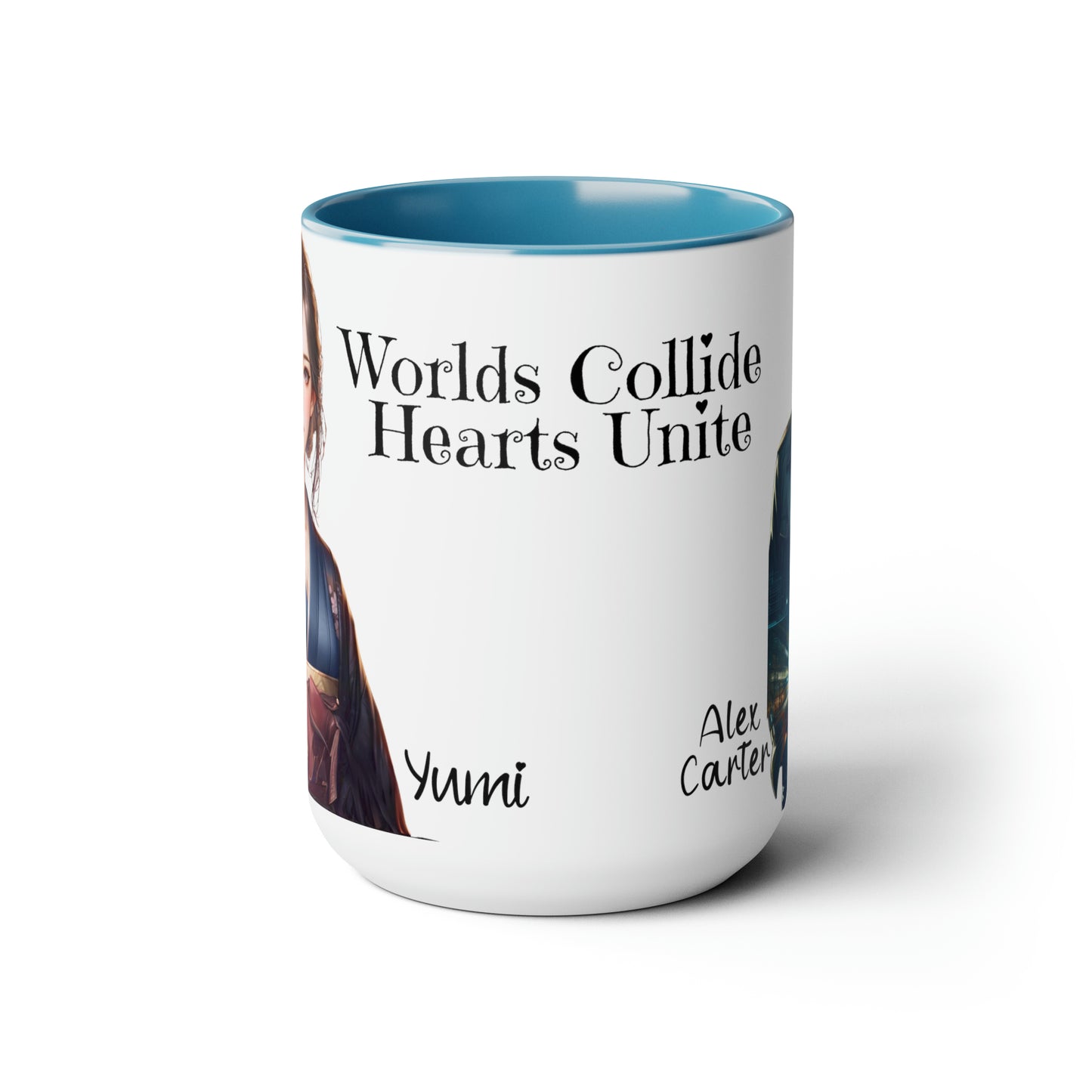 World's Collide Heart Unite Coffee Mug | Two-Tone 15oz Mug