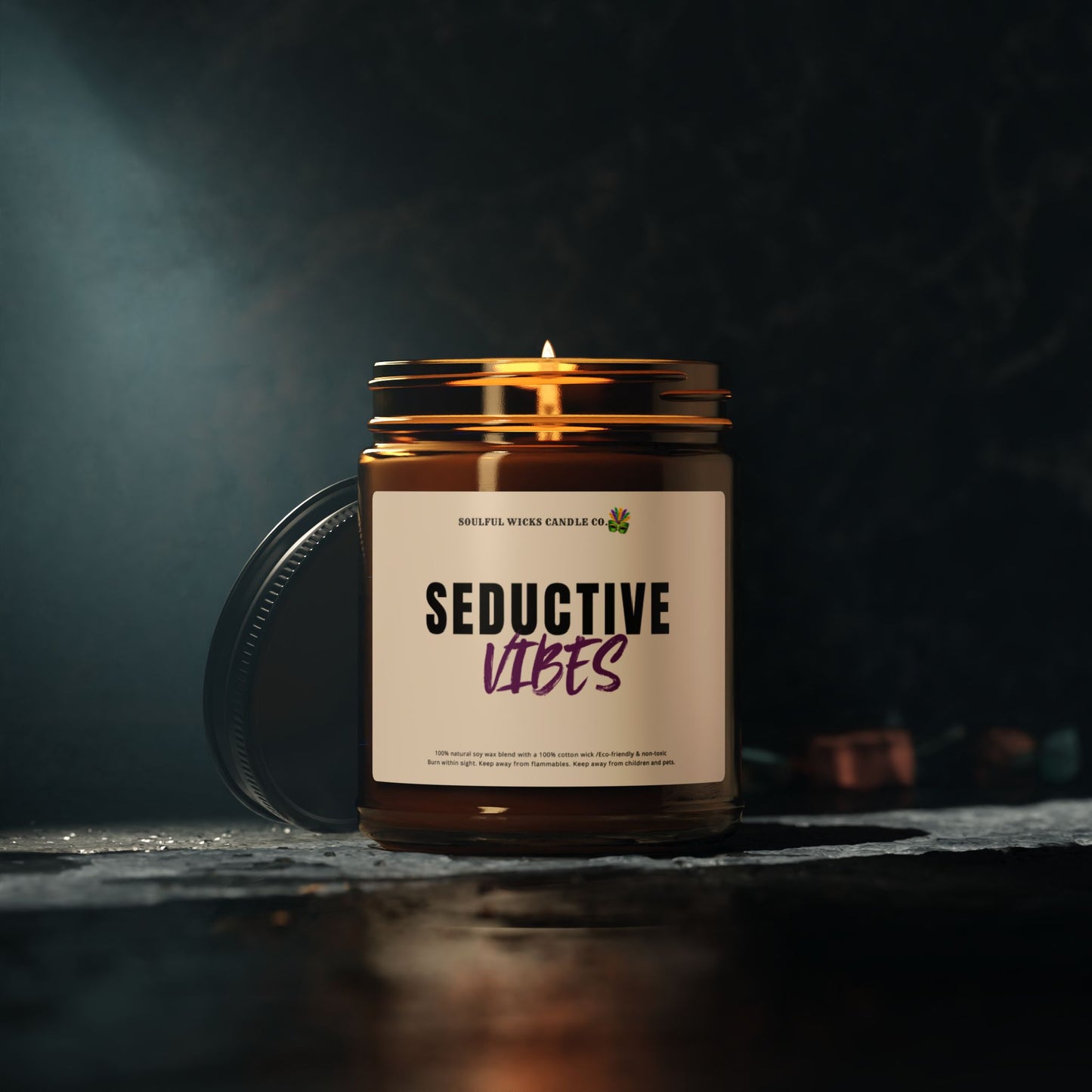 Seductive Vibes Scented Soy Candle in Amber Jar, Valentine's Day