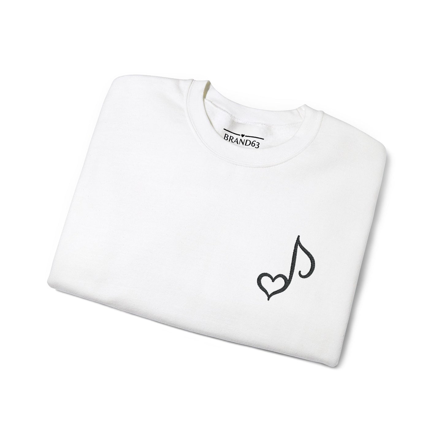 Embroidered Musical Heart Note Crewneck Sweatshirt | Sustainable, and Perfect for Music Lovers