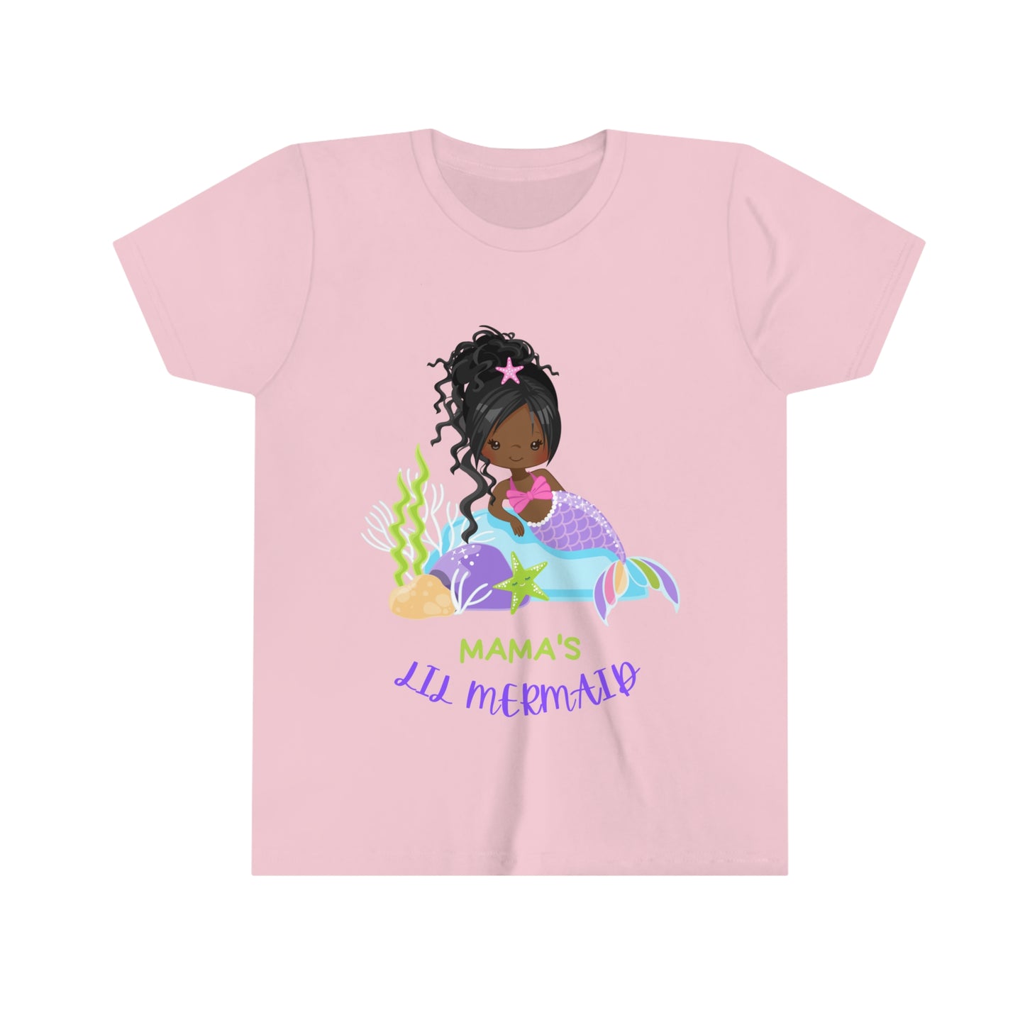 Kids will love this custom youth short sleeve tee. Mama's Lil Mermaid. Little Black Mermaid T-Shirt