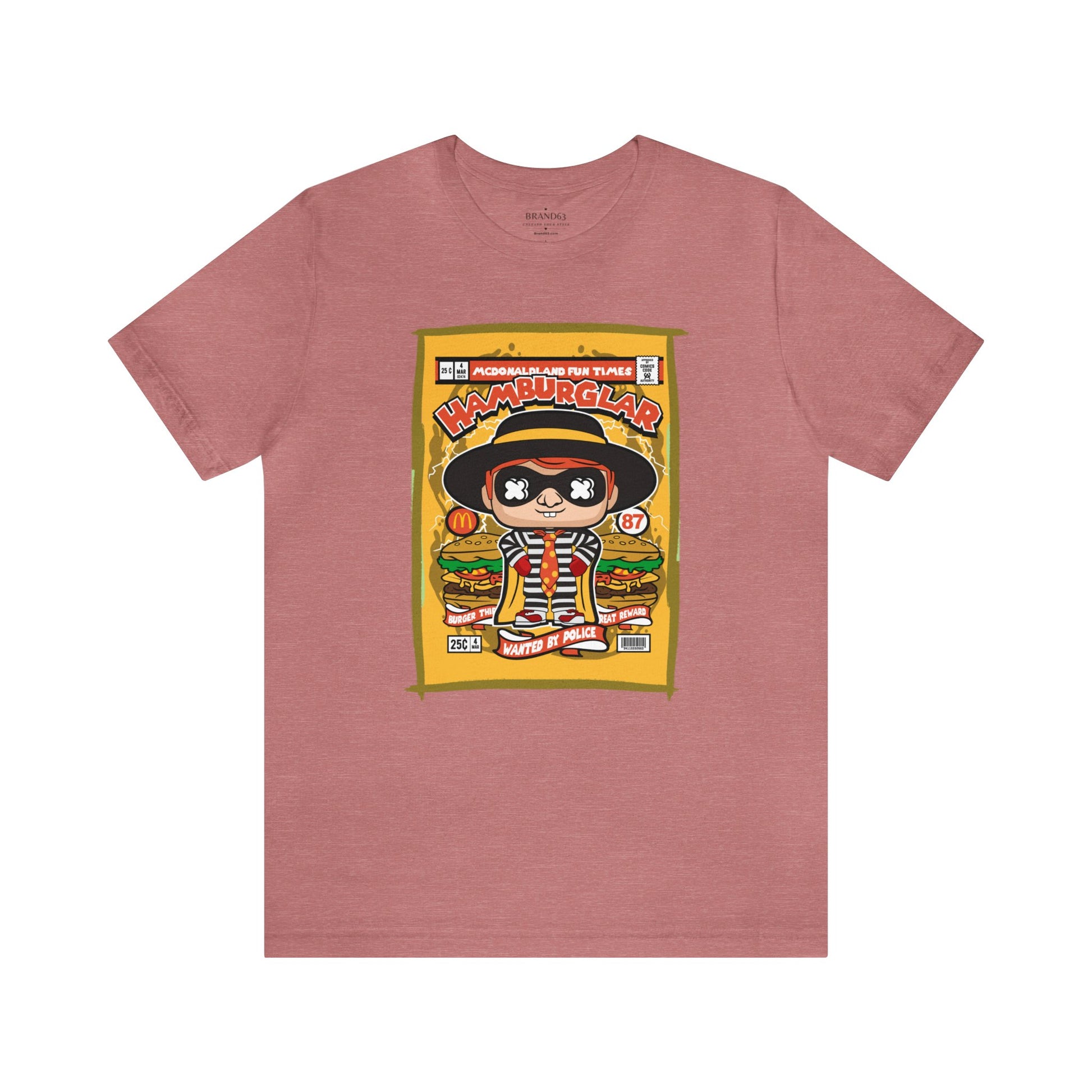 Brand63's exclusive Hamburglar Comic Book-Pop Art T-shirt collection, featuring vibrant designs with free shipping on orders over $100