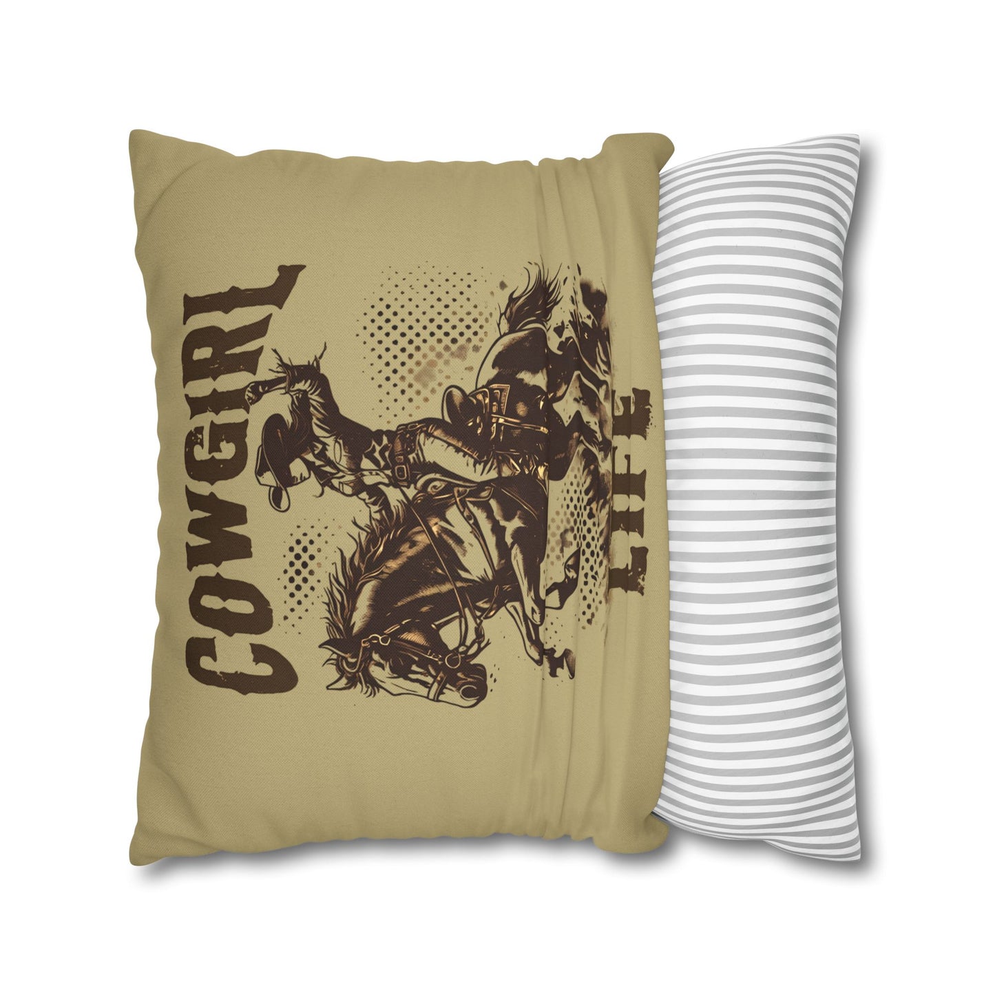 Cowgirl Life Square Pillowcase – Rustic Home Decor for Western Enthusiasts