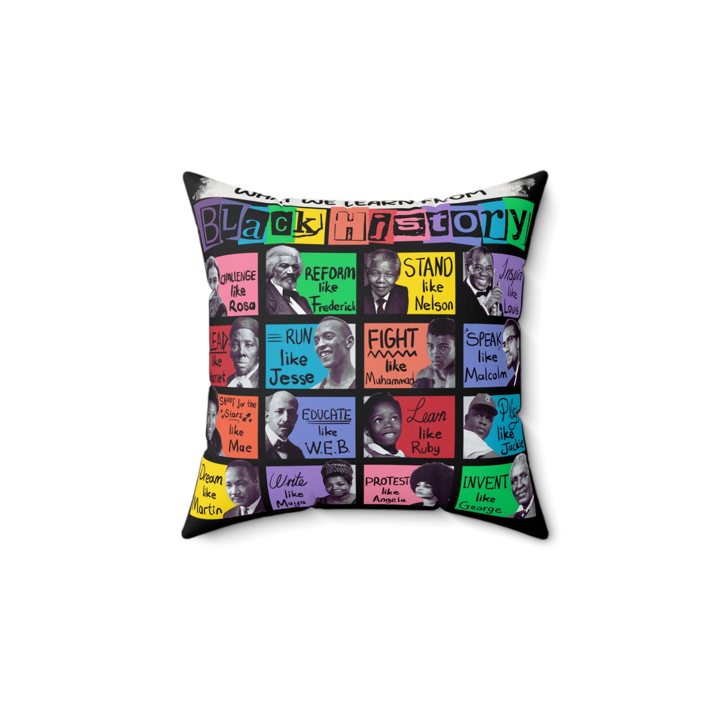 Black History Icons Pillow | Black Heritage Accent Pillow, Free Shipping, Celebrate Black History