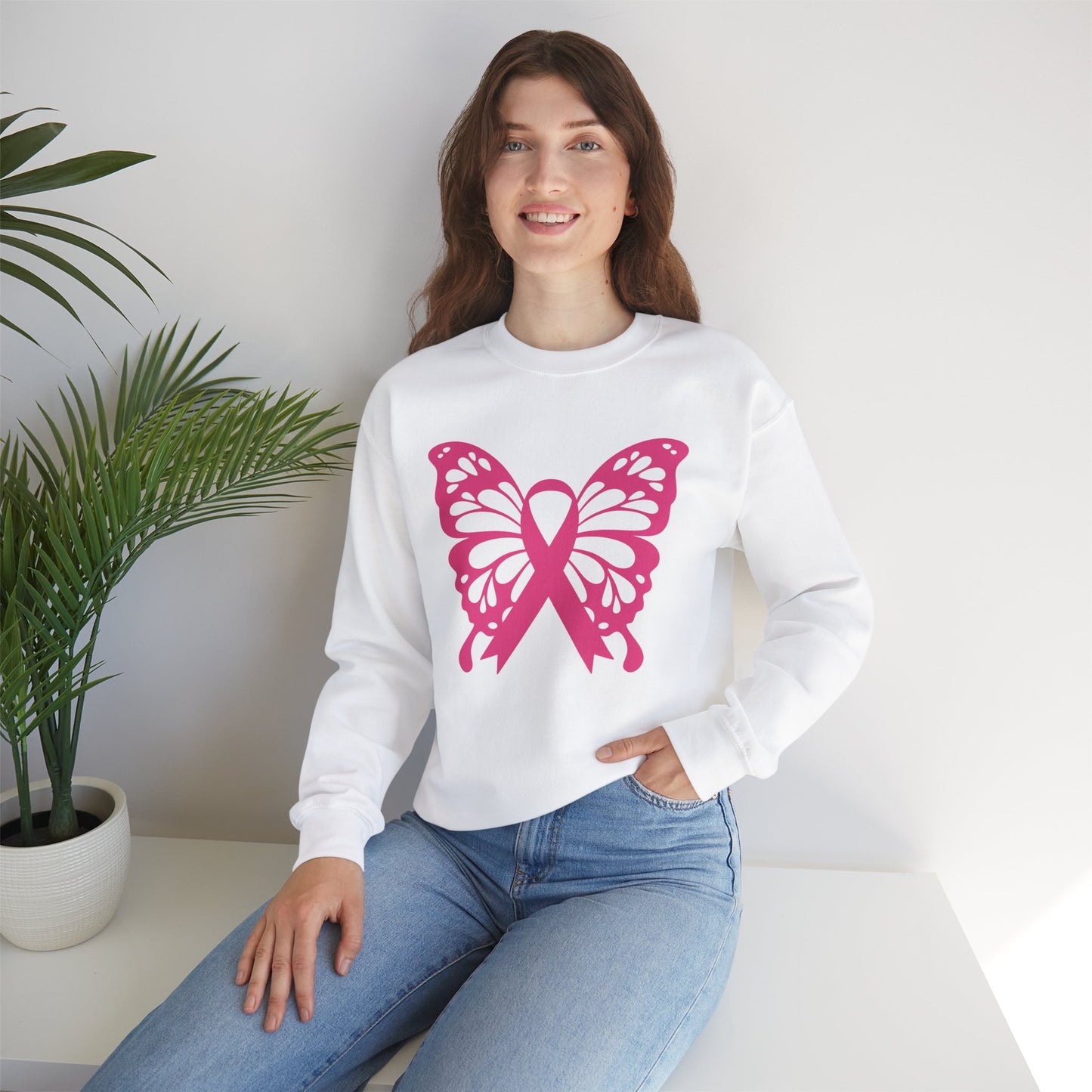 Breast Cancer Awareness Pink Ribbon Crewneck Sweatshirt