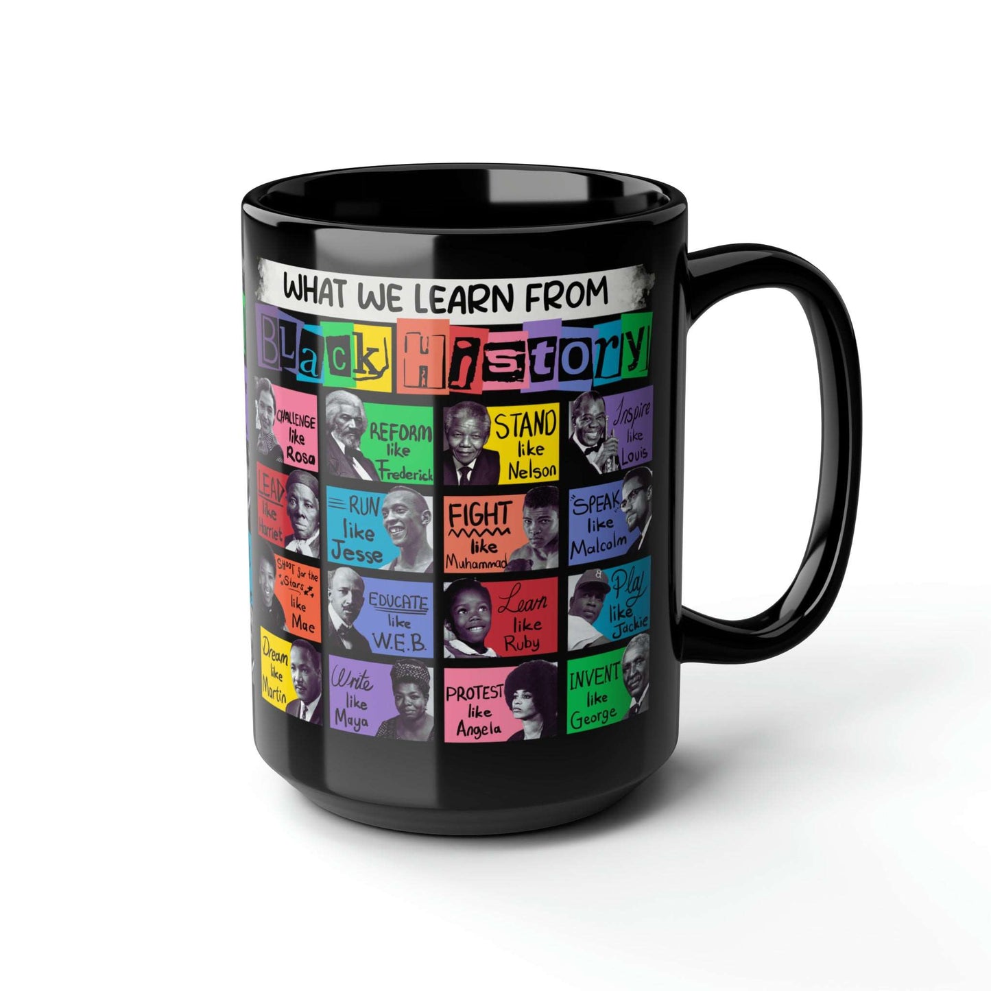 Discover the Black History Legacy Iconic Coffee Mug, from our exclusive Celebrate Black History Series. Black Pride, African American Affirmation. Beautiful intelligent Black People. Free Shipping over $100. Join the thousands of happy customers. 