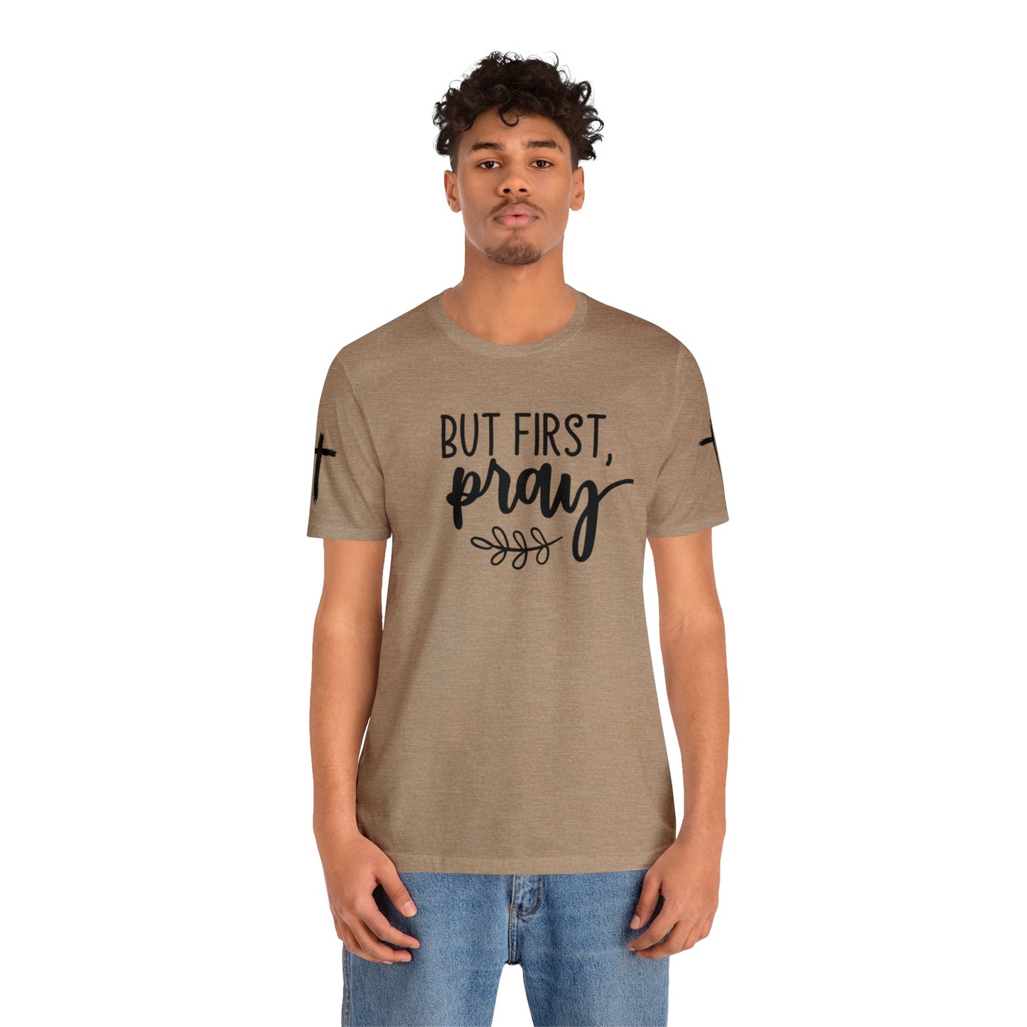 Faith-Based T-shirt | Prayer T-shirt with Sleeve Designs. Wear Your Faith. Faith Over Fear, Christian Apparel, NOTW, Not Of This World, Pray, God, Church Picnic, Gospel Wear, Sermen Wear, Jesus Cross, Bible Clothing, Clothing Sale, Christian Clothing Sale