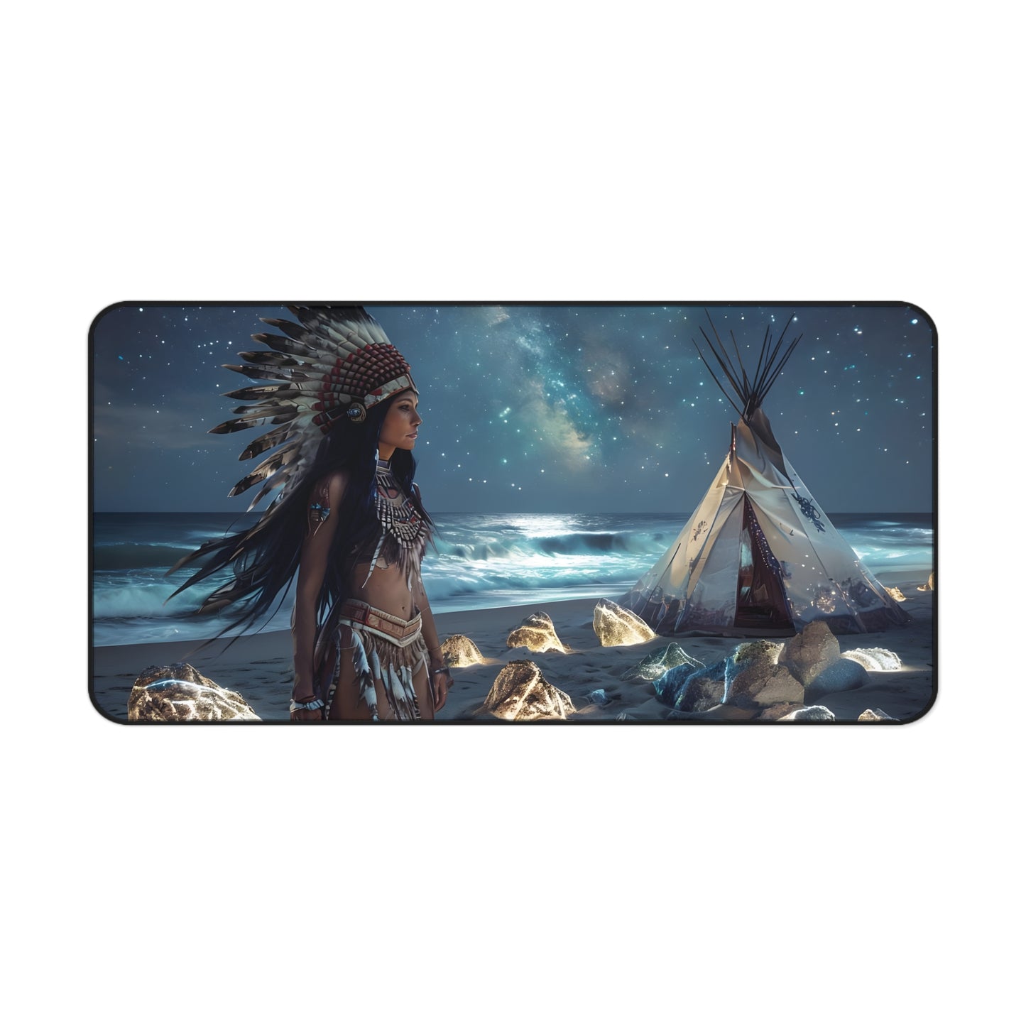 Native American Dreamscape Desk Mat - Bohemian Home Office Decor