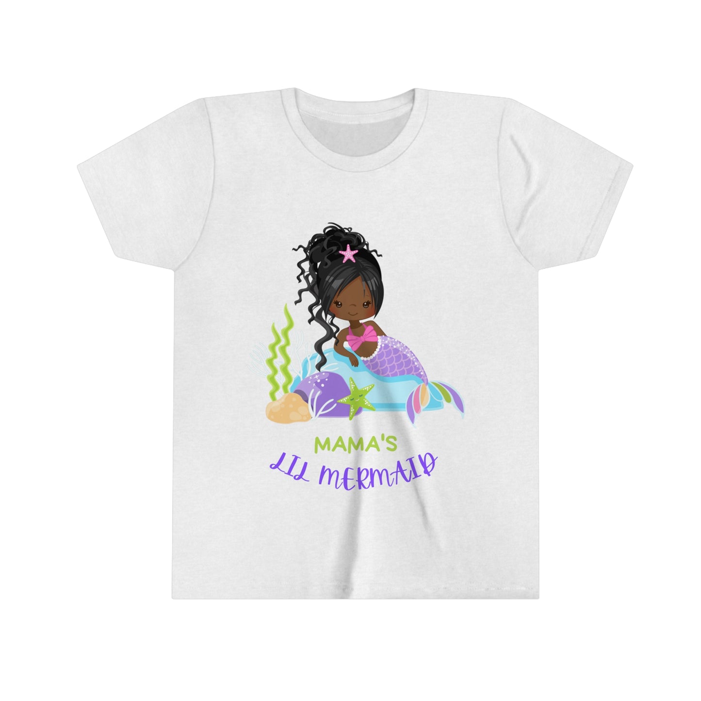 Kids will love this custom youth short sleeve tee. Mama's Lil Mermaid. Little Black Mermaid T-Shirt