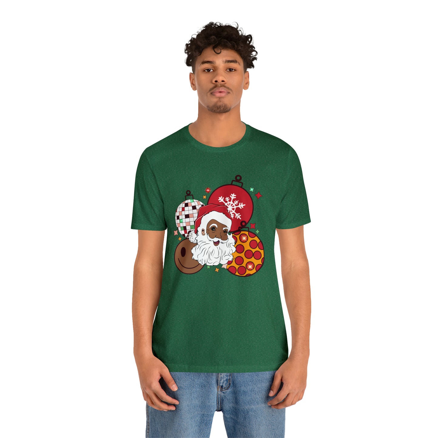 Christmas Black Santa T-Shirt, Unisex Sizing