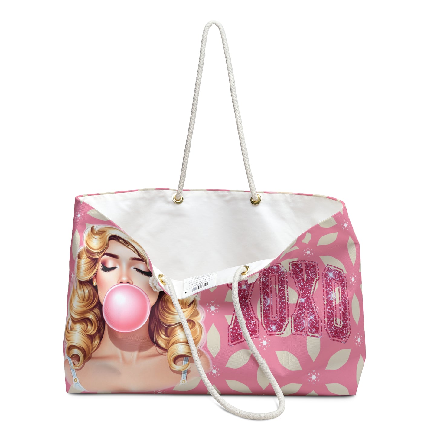 Retro Pin-Up Girl XOXO Tote, Pretty in Pink -Weekender Bag