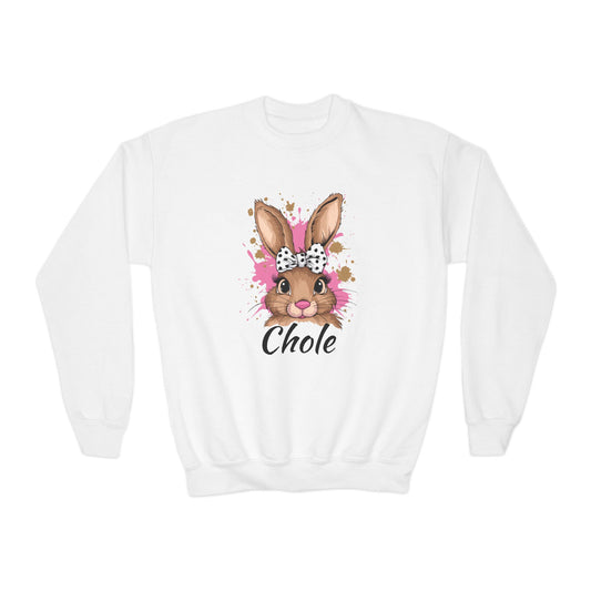 Personalized Easter Bunny Youth Crewneck Sweatshirt