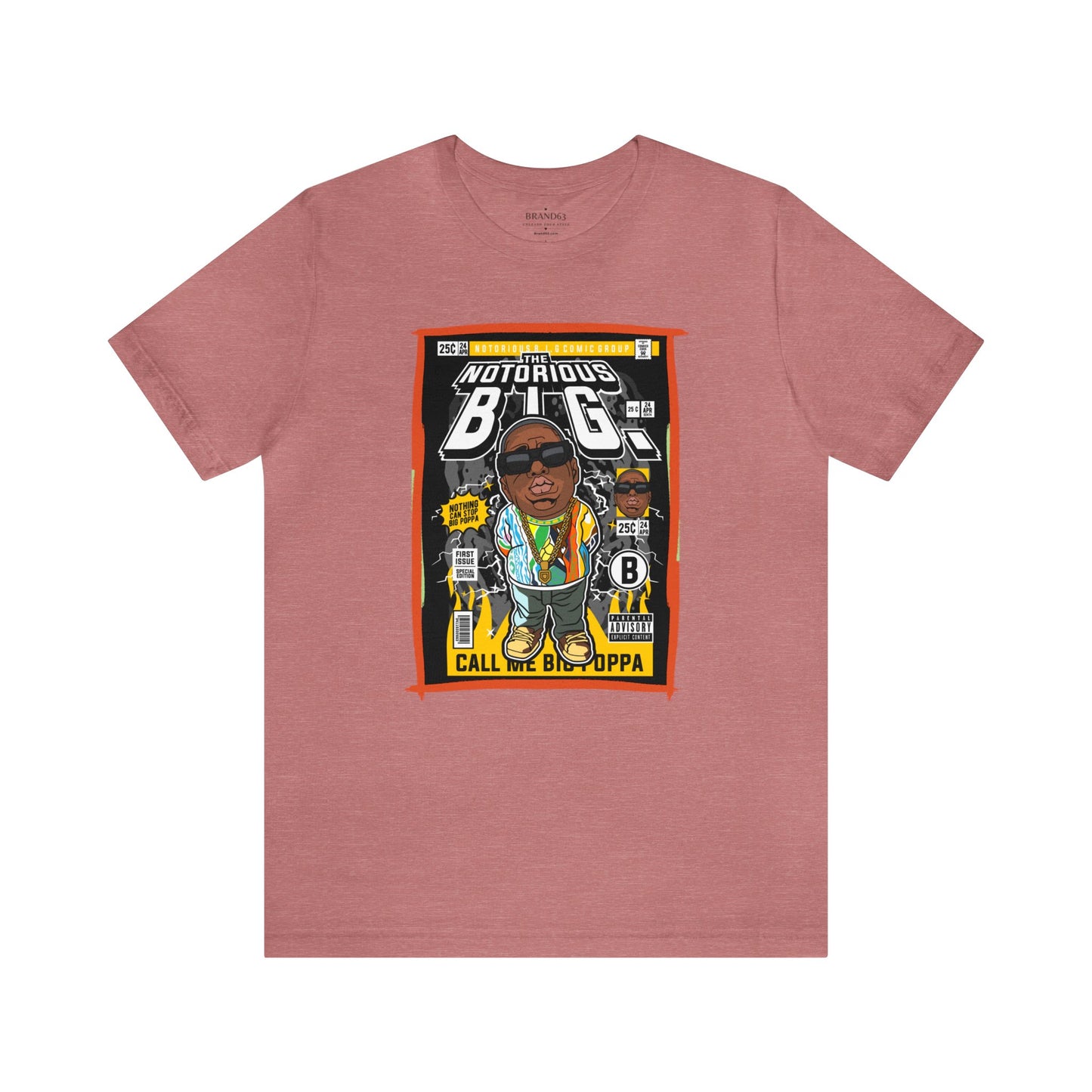 Brand63's exclusive Notorious B.I.G, Biggie, Comic Book-Pop Art T-shirt collection, featuring vibrant designs with free shipping on orders over $100