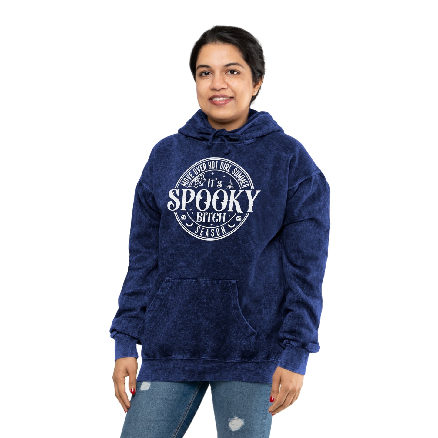 "Spooky Bitch Season" Mineral Wash Hoodie (Front & Back Design) - Brand63