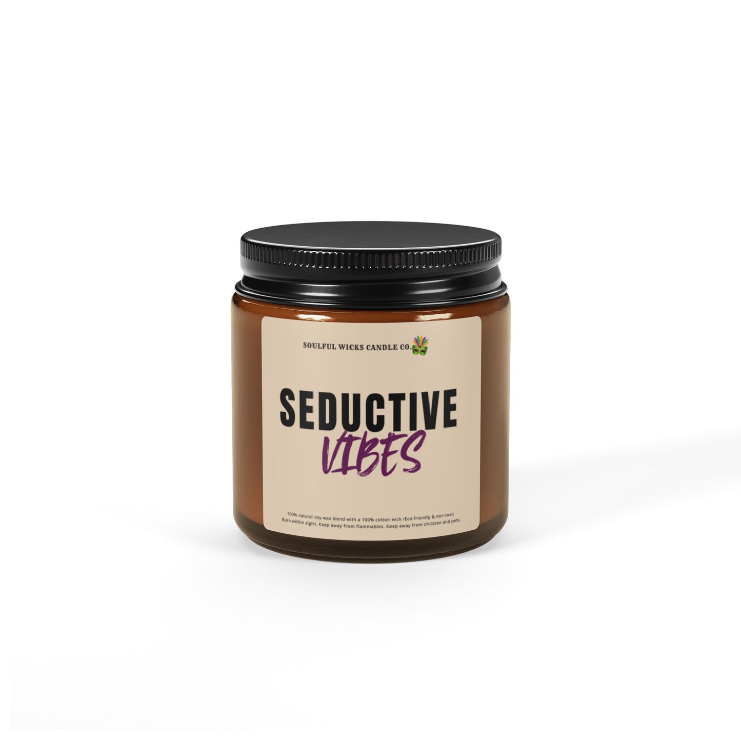 Seductive Vibes Scented Soy Candle in Amber Jar, Valentine's Day