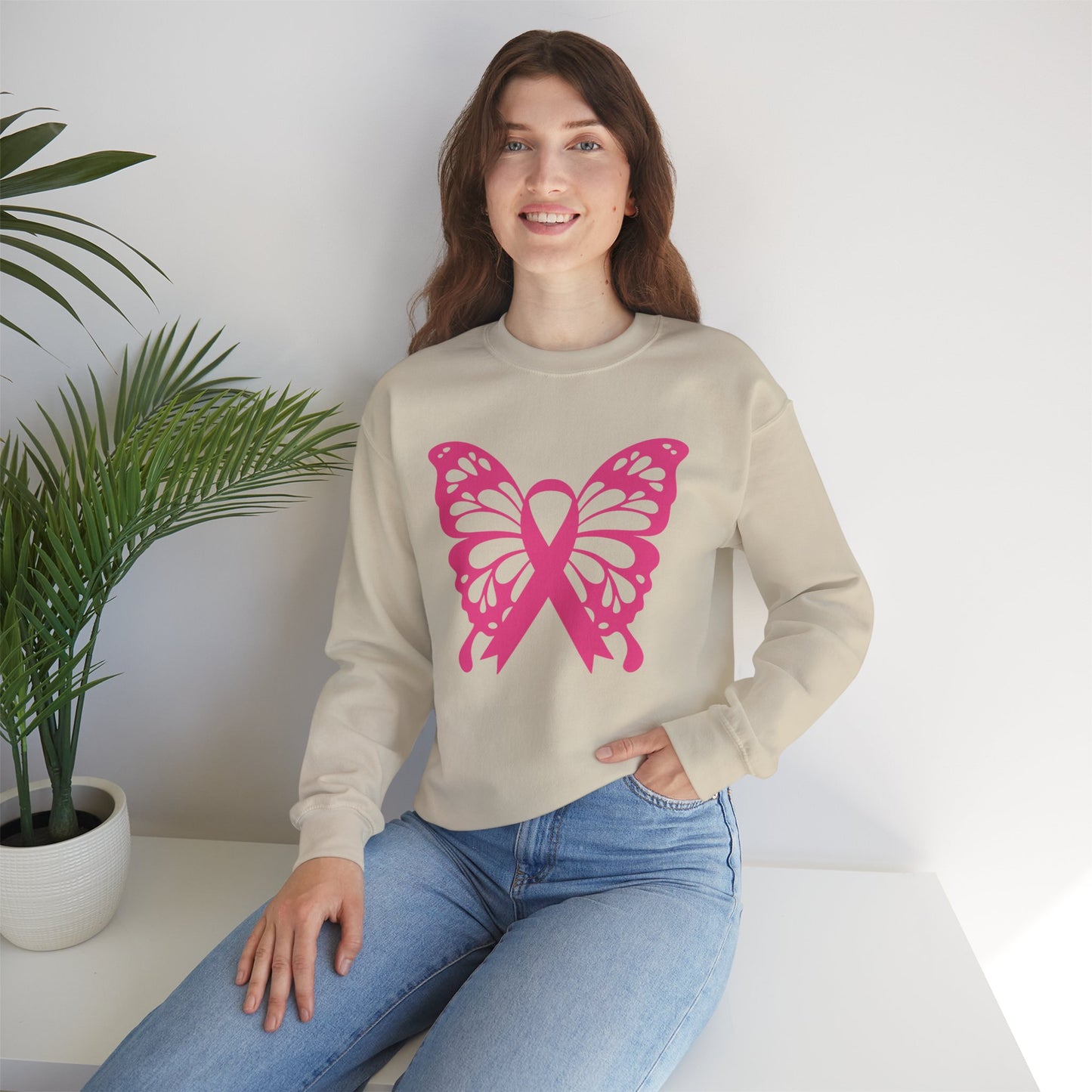 Breast Cancer Awareness Pink Ribbon Crewneck Sweatshirt