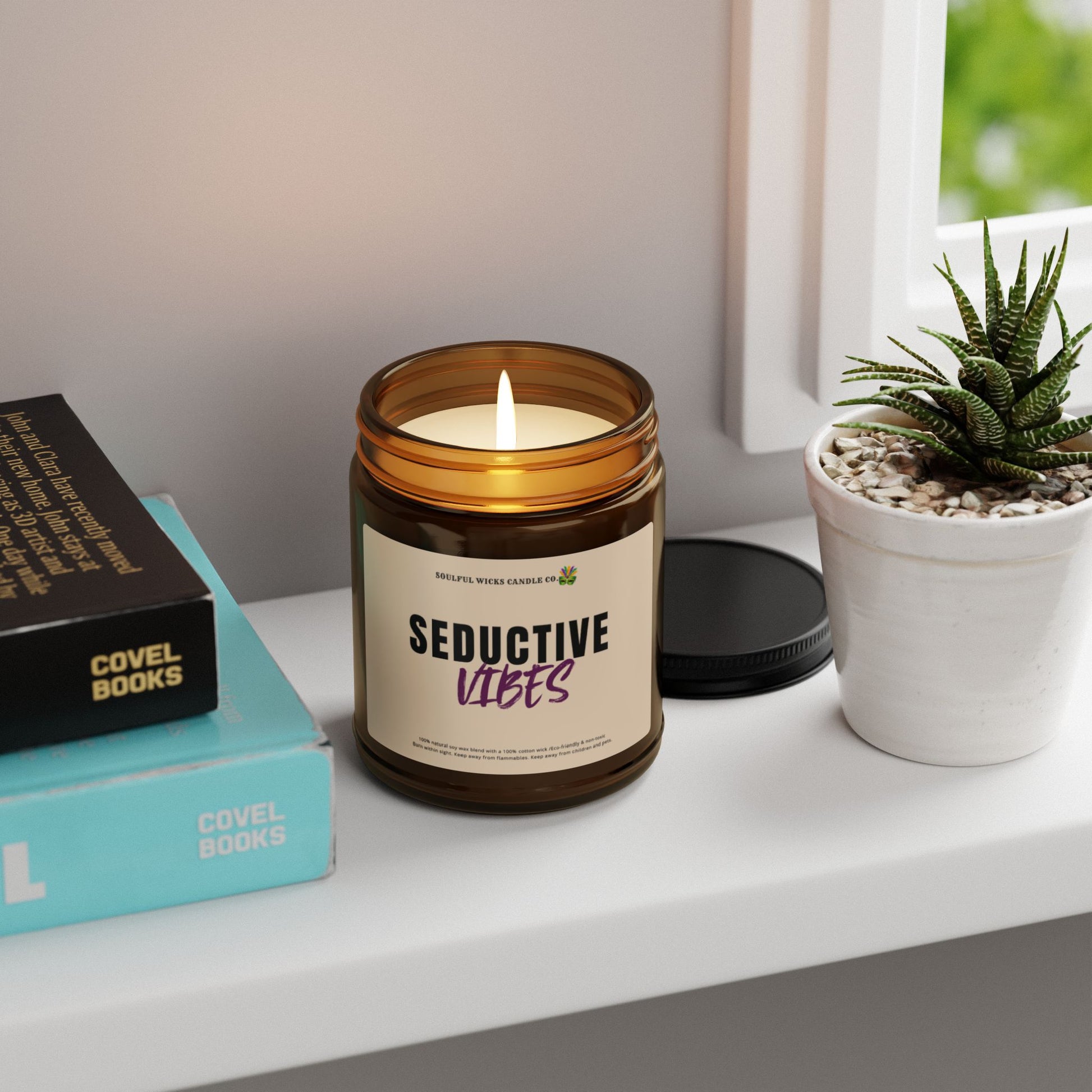 Seductive Vibes Scented Soy Candle in Amber Jar for Valentine's Day