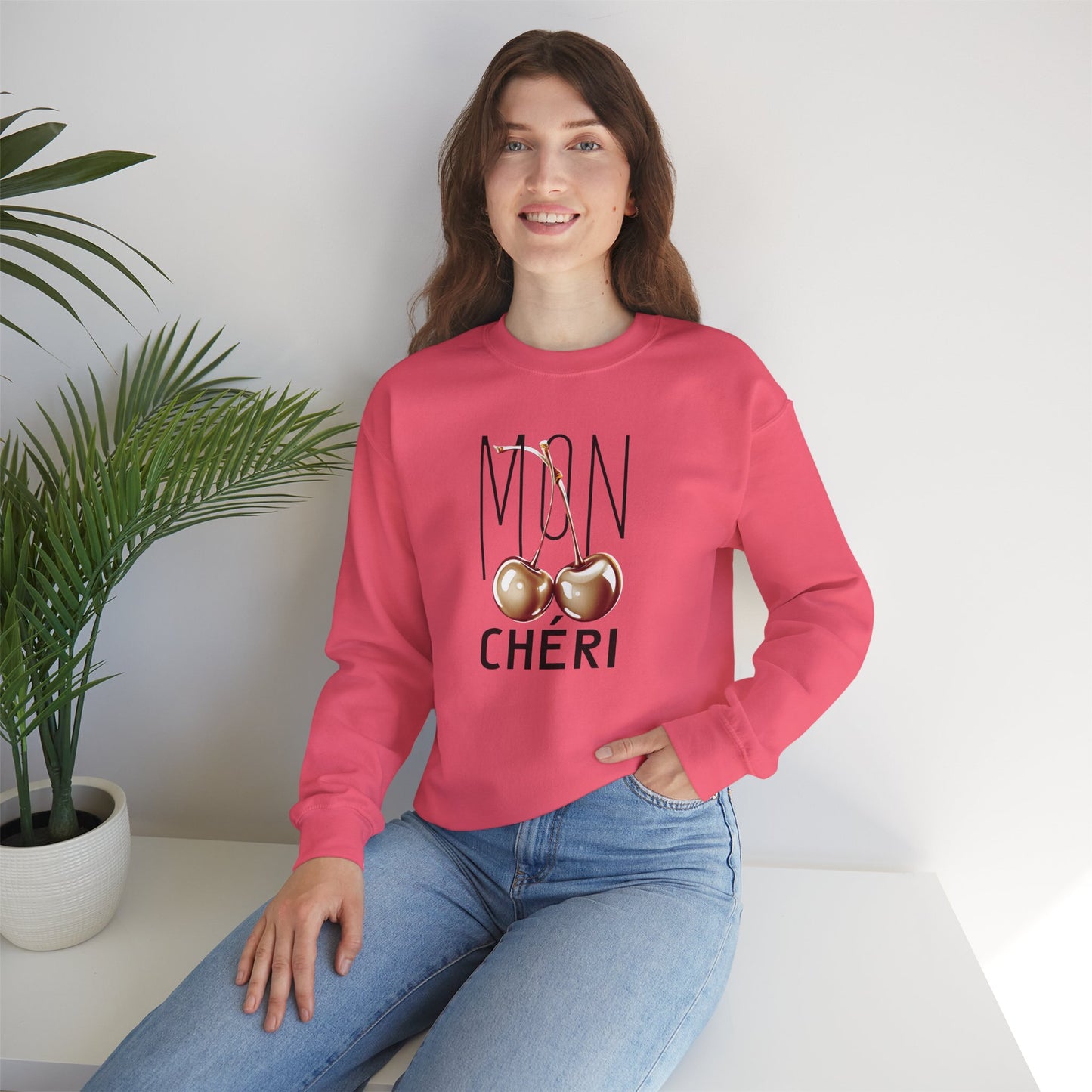 Mon Cheri Art Deco Sweatshirt, Exclusive Gold Cherries Design