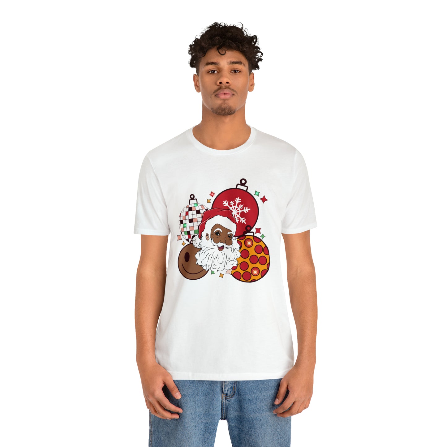 Christmas Black Santa T-Shirt, Unisex Sizing