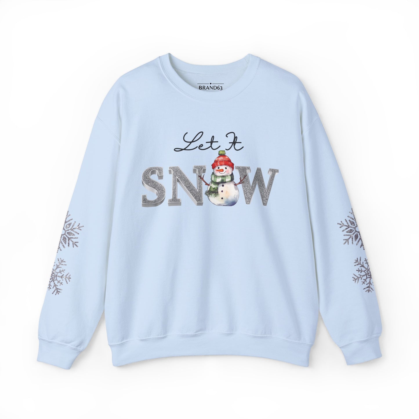 Let It Snow, Snowman Christmas Sweatshirt | Faux Sequins & Faux Embroidery