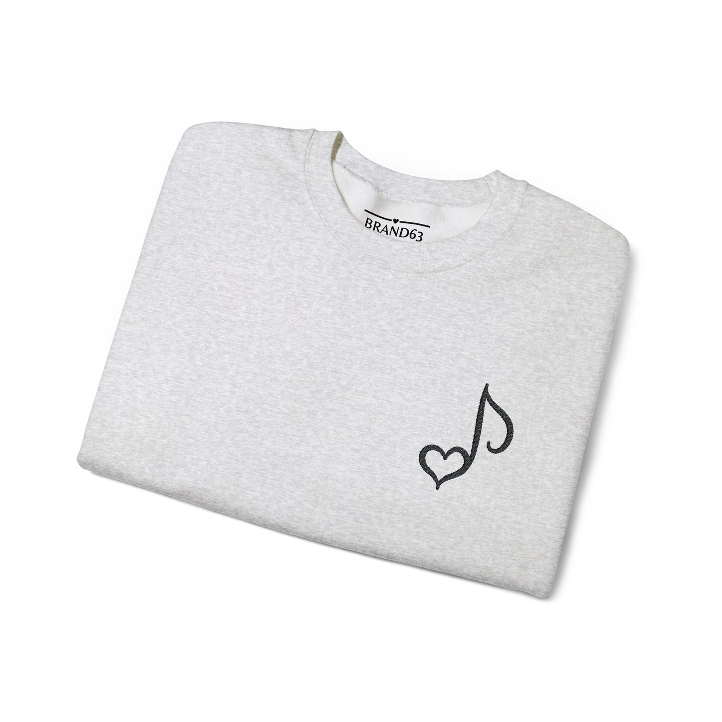 Embroidered Musical Heart Note Crewneck Sweatshirt | Sustainable, and Perfect for Music Lovers