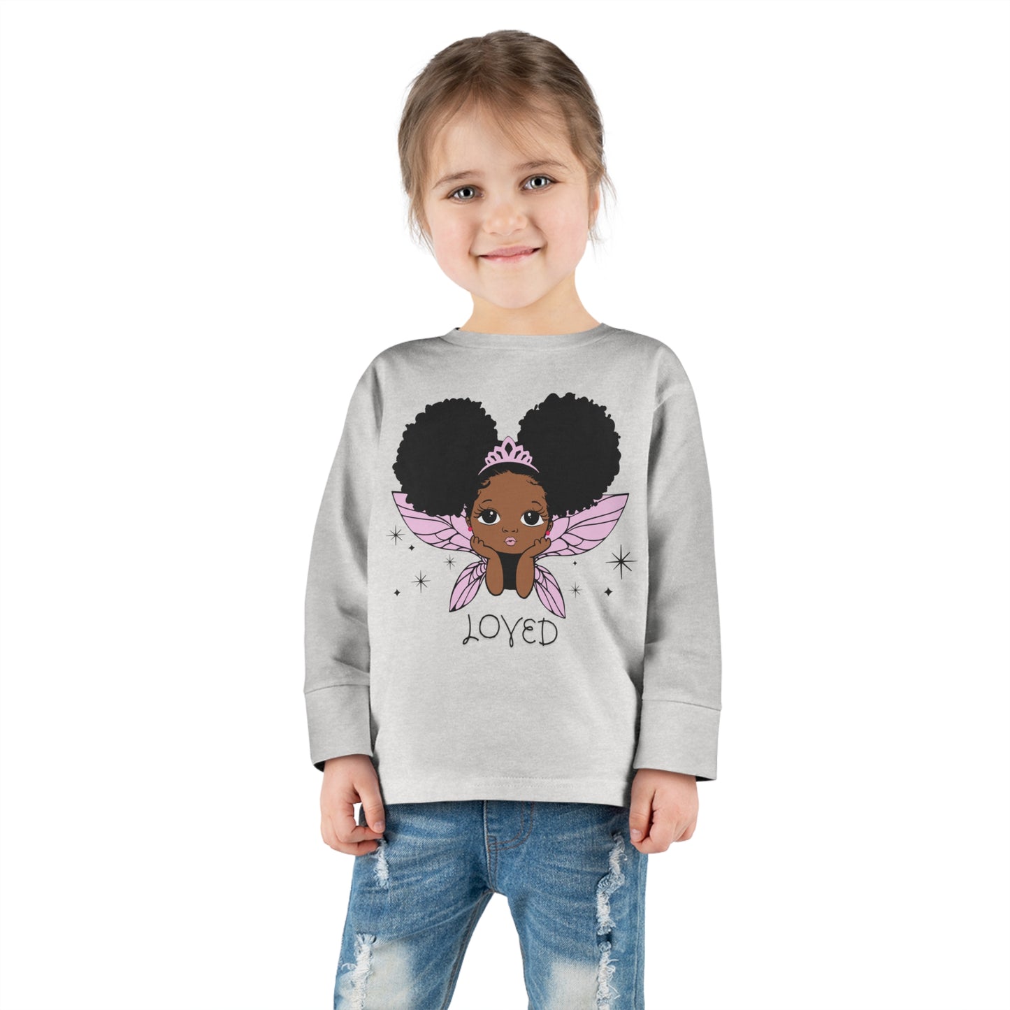 Loved! Brown-Girl Toddler Long Sleeve Tee