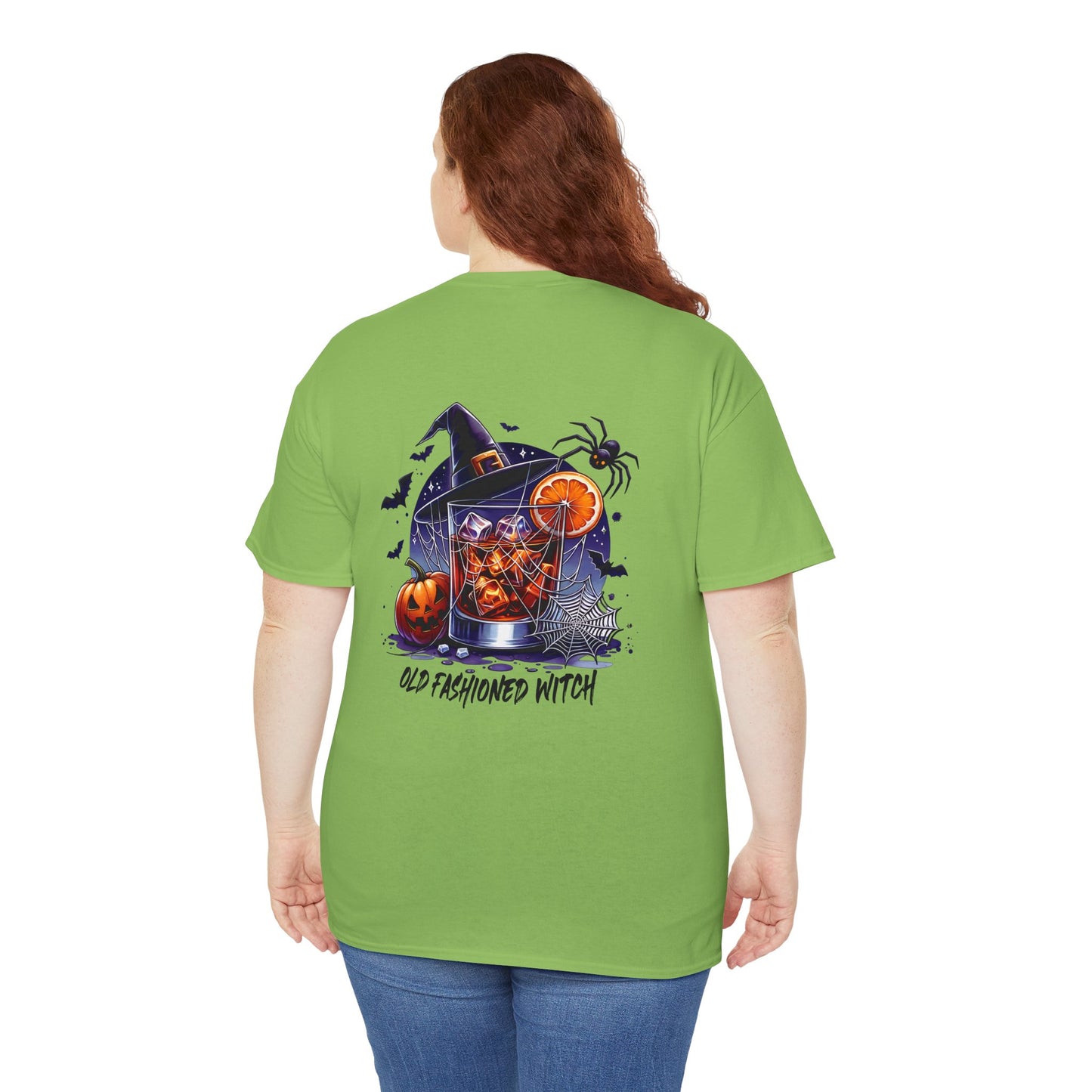 Spooky Witchy Halloween T-Shirt , Plus Size Tops, Halloween Costume shirt, Adult Halloween shirt. Image Green Halloween Shirt