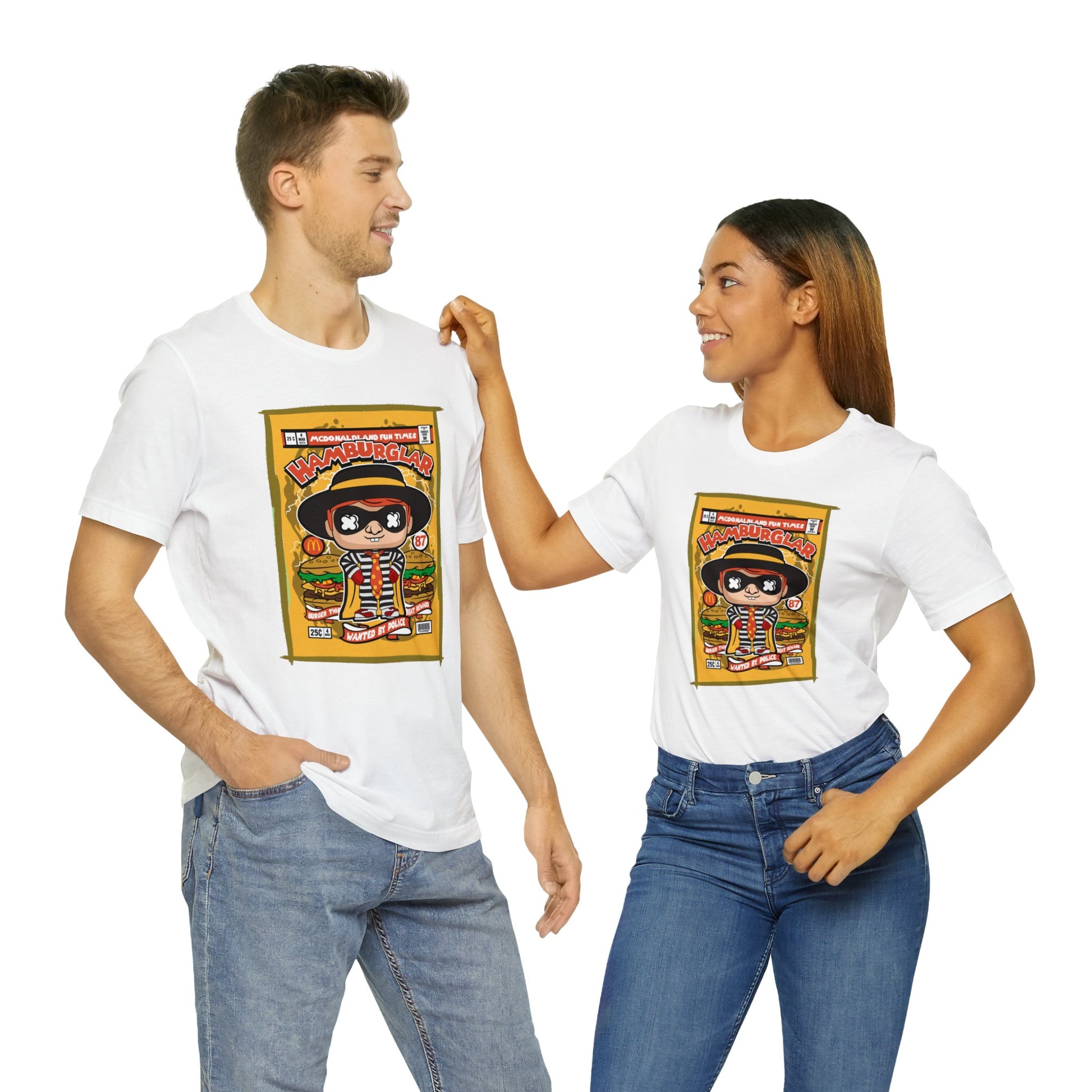 Brand63's exclusive Hamburglar Comic Book-Pop Art T-shirt collection, featuring vibrant designs with free shipping on orders over $100