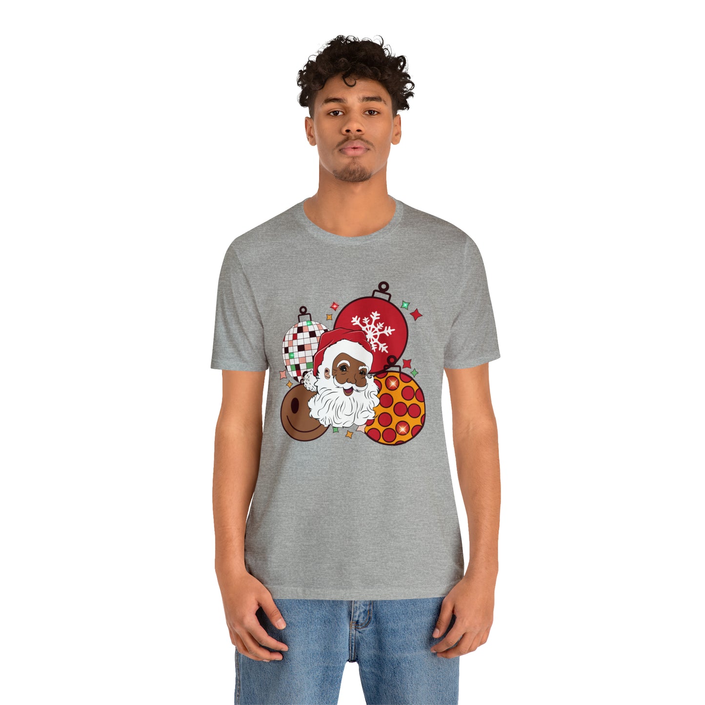 Christmas Black Santa T-Shirt, Unisex Sizing