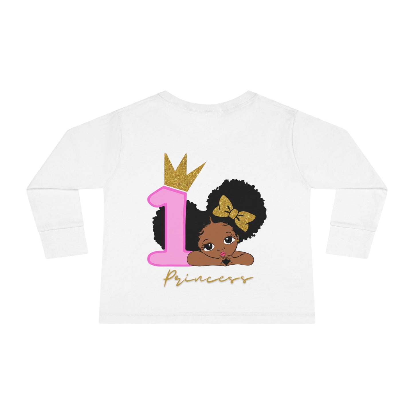 1st Birthday Brown-Girl Toddler Long Sleeve Tee