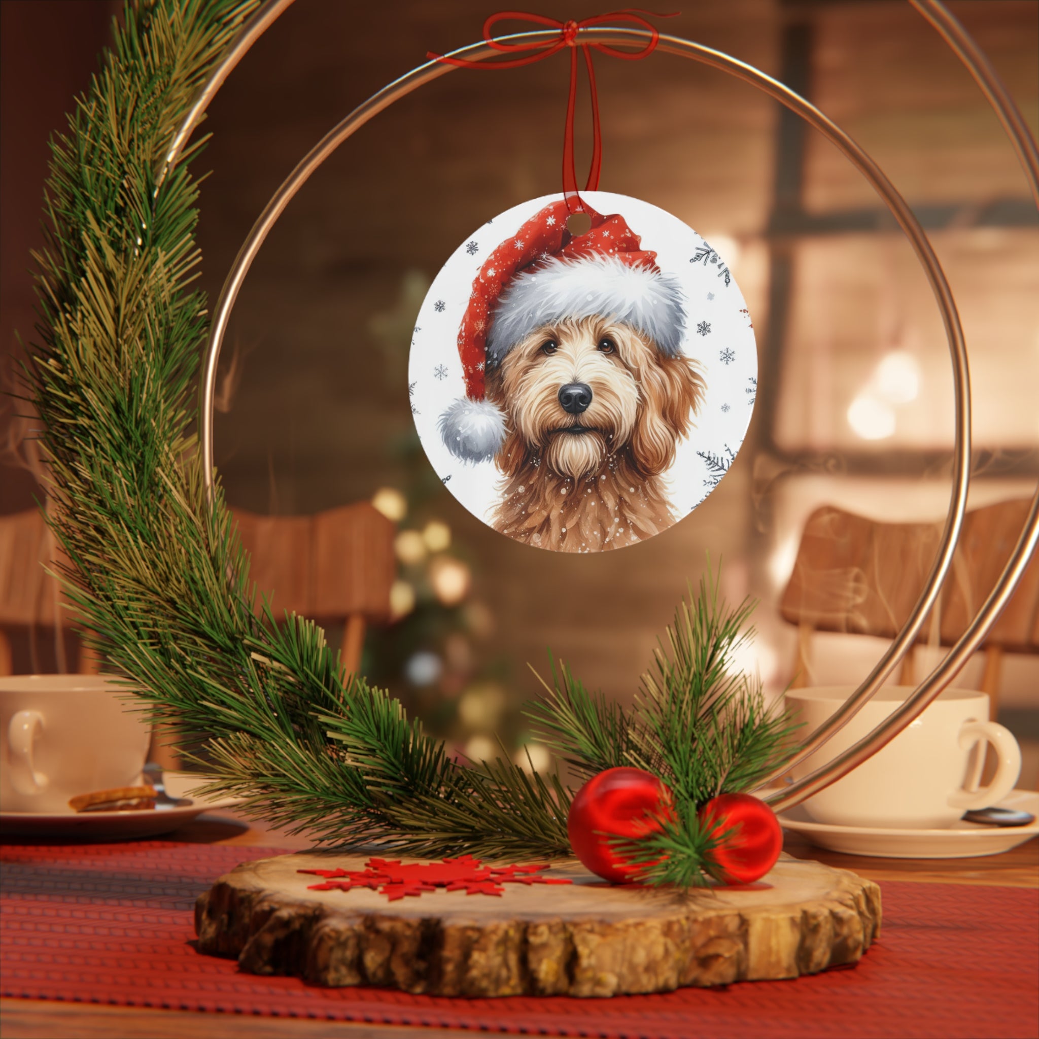 Golden Doodle Dog Deluxe Christmas Ornament