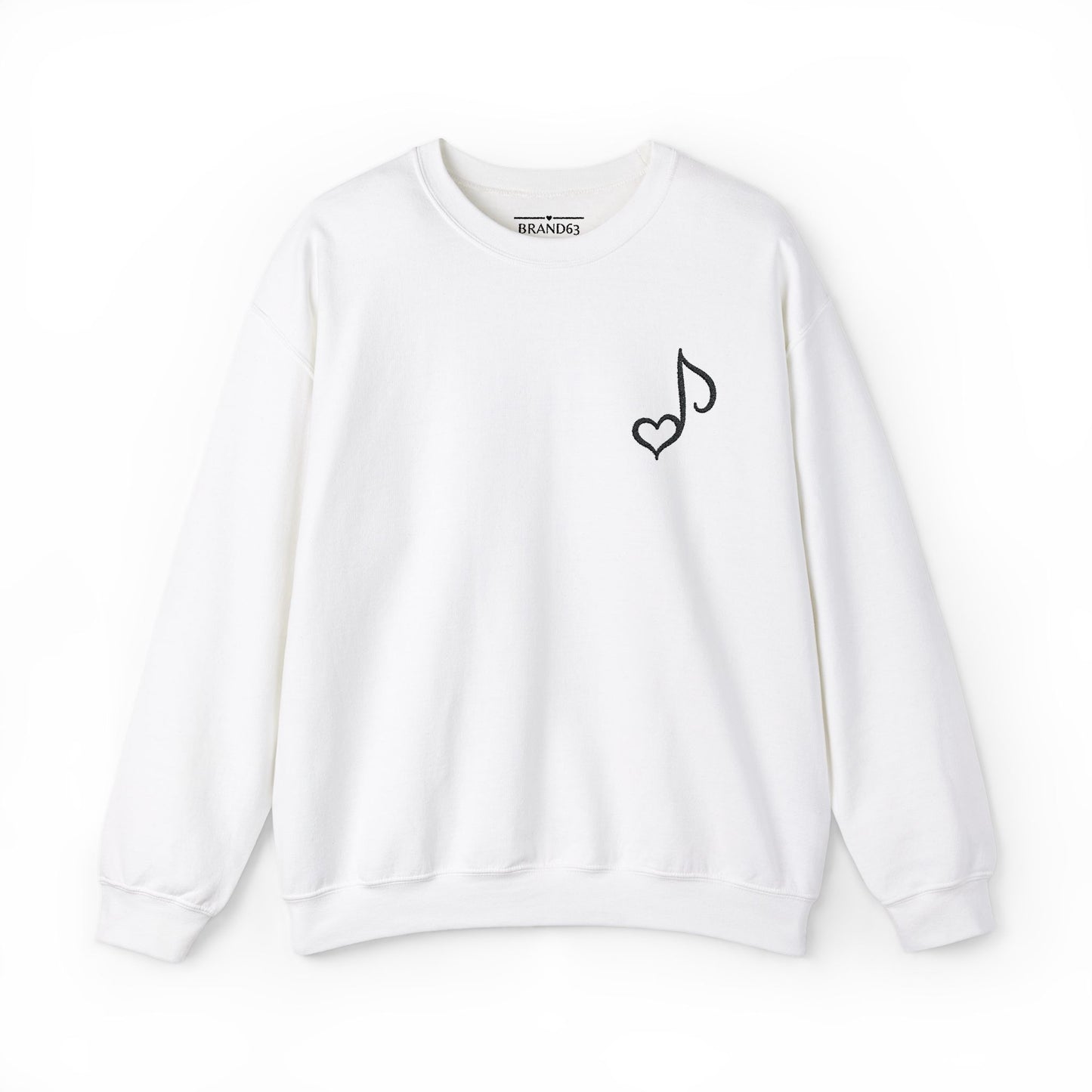 Embroidered Musical Heart Note Crewneck Sweatshirt | Sustainable, and Perfect for Music Lovers