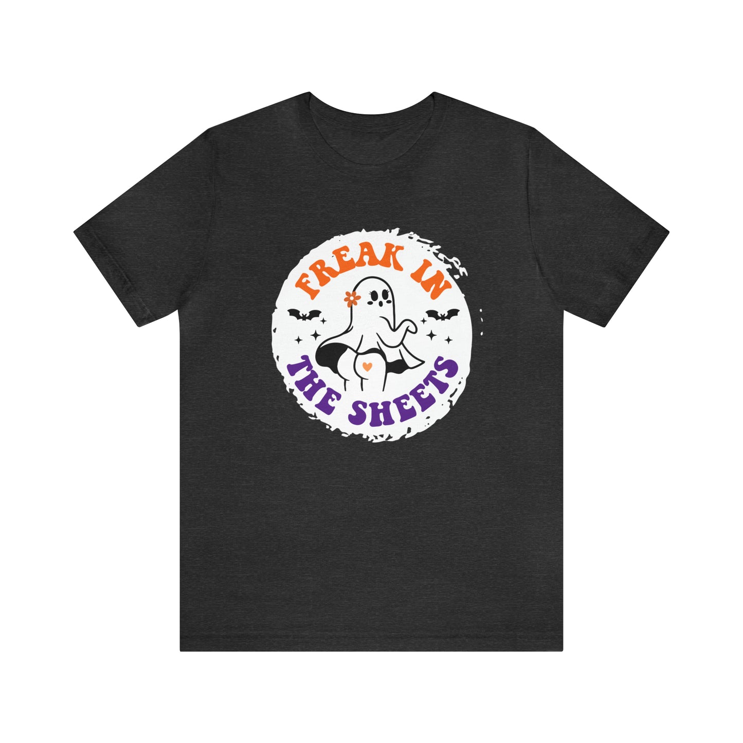 Women's Novelty Halloween Shirt is a great T-shirt fit for Spooky Season. Halloween Ghost Shirt. Halloween Freak in The Sheets Ghost Shirt. Adult Costume Shirt, Adult Halloween Costume, Brand63.com, Free Shipping, Trick-or-Treat