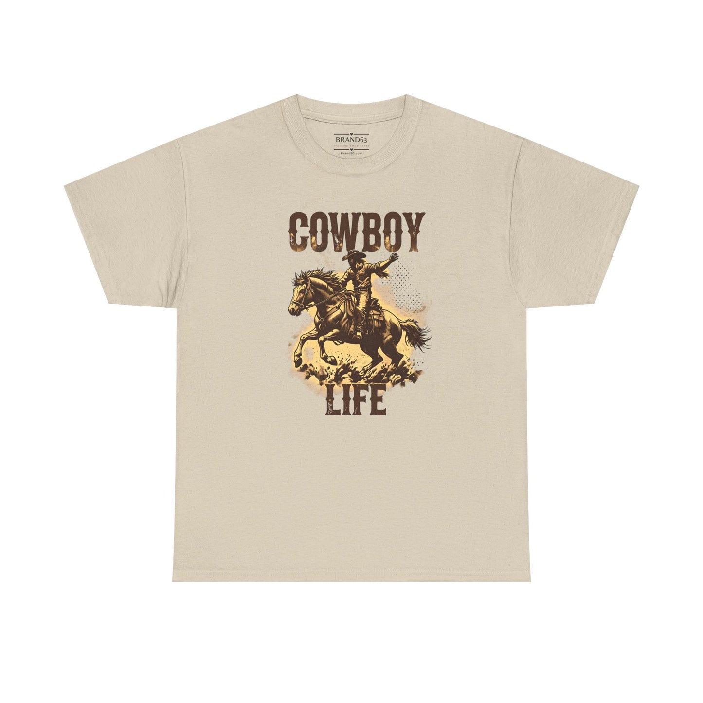 Vintage Western Style Cowboy Life Heavy Cotton T-Shirt