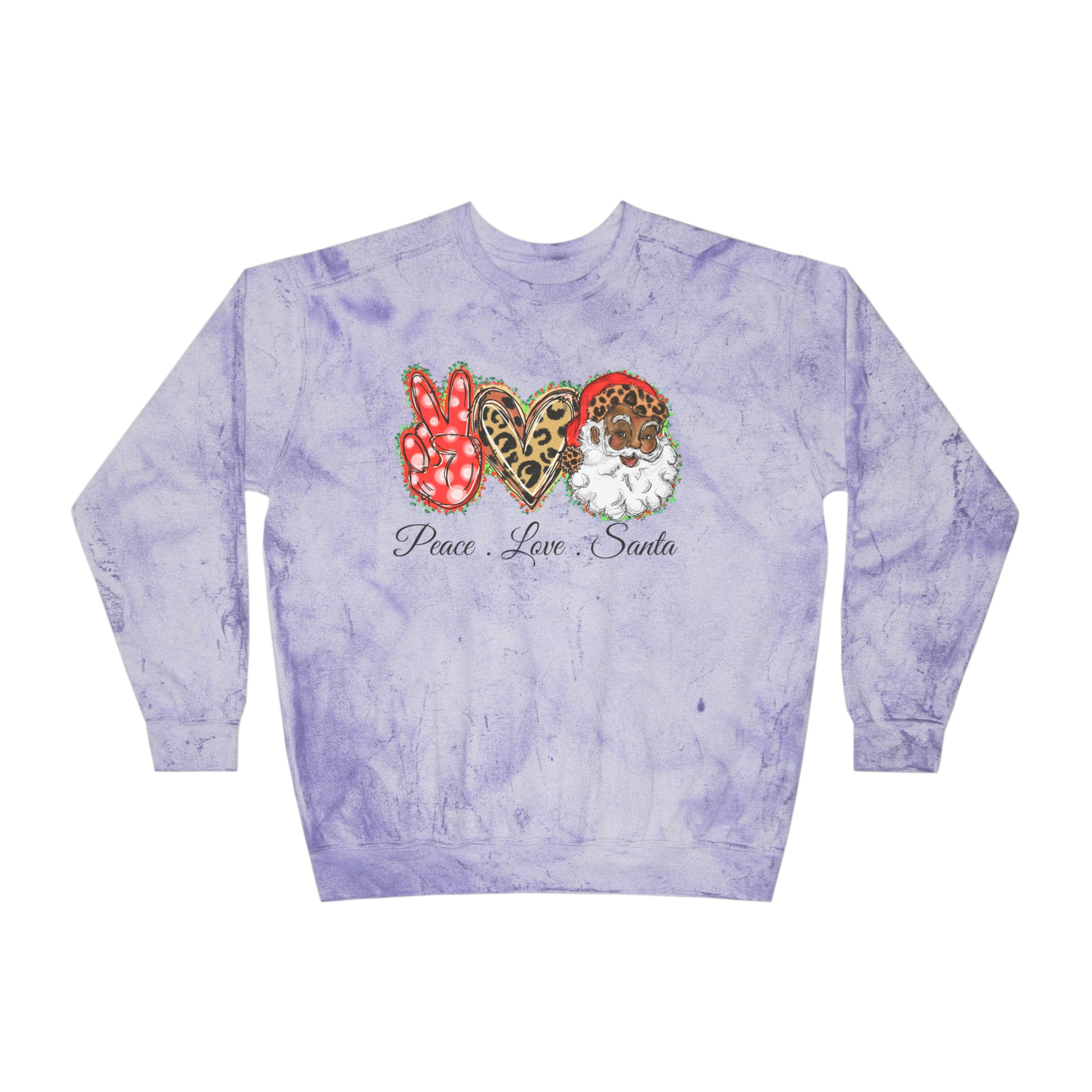 Exclusive "Peace, Love, Santa" Color Blast Sweatshirt | Jingle-Jingle