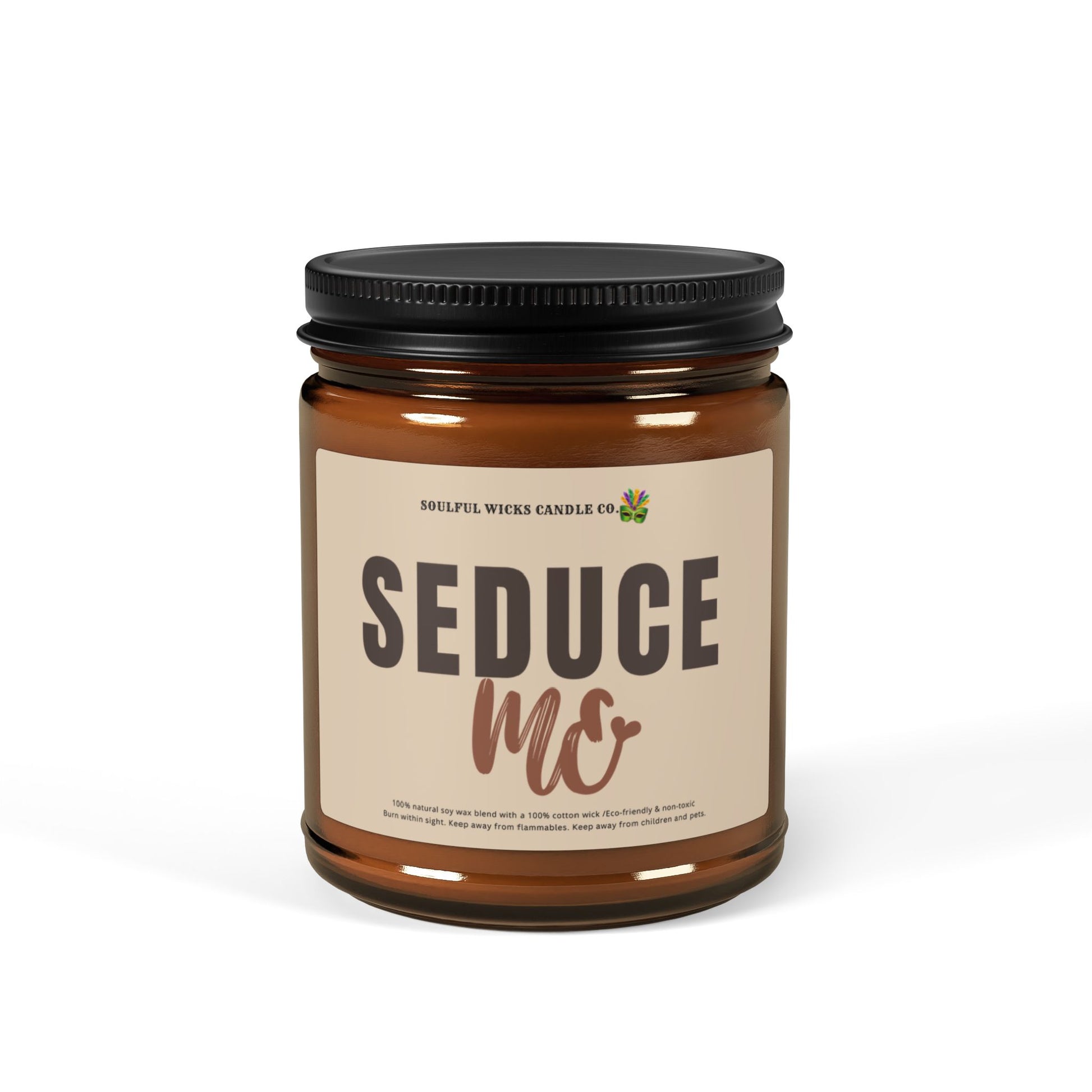 Seduce Me Scented Soy Candle In Amber Jar For Valentines Day (closed view)