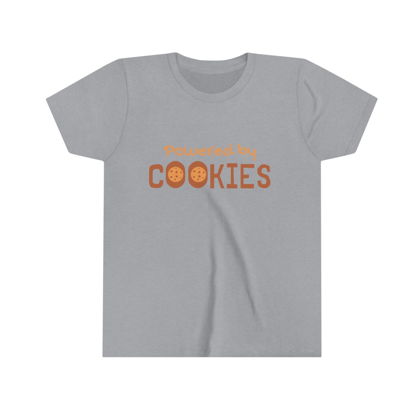 Powered by cookies, youth short sleeve shirt, youth tee, summer vacay shirt, pool party tee, brand63.com