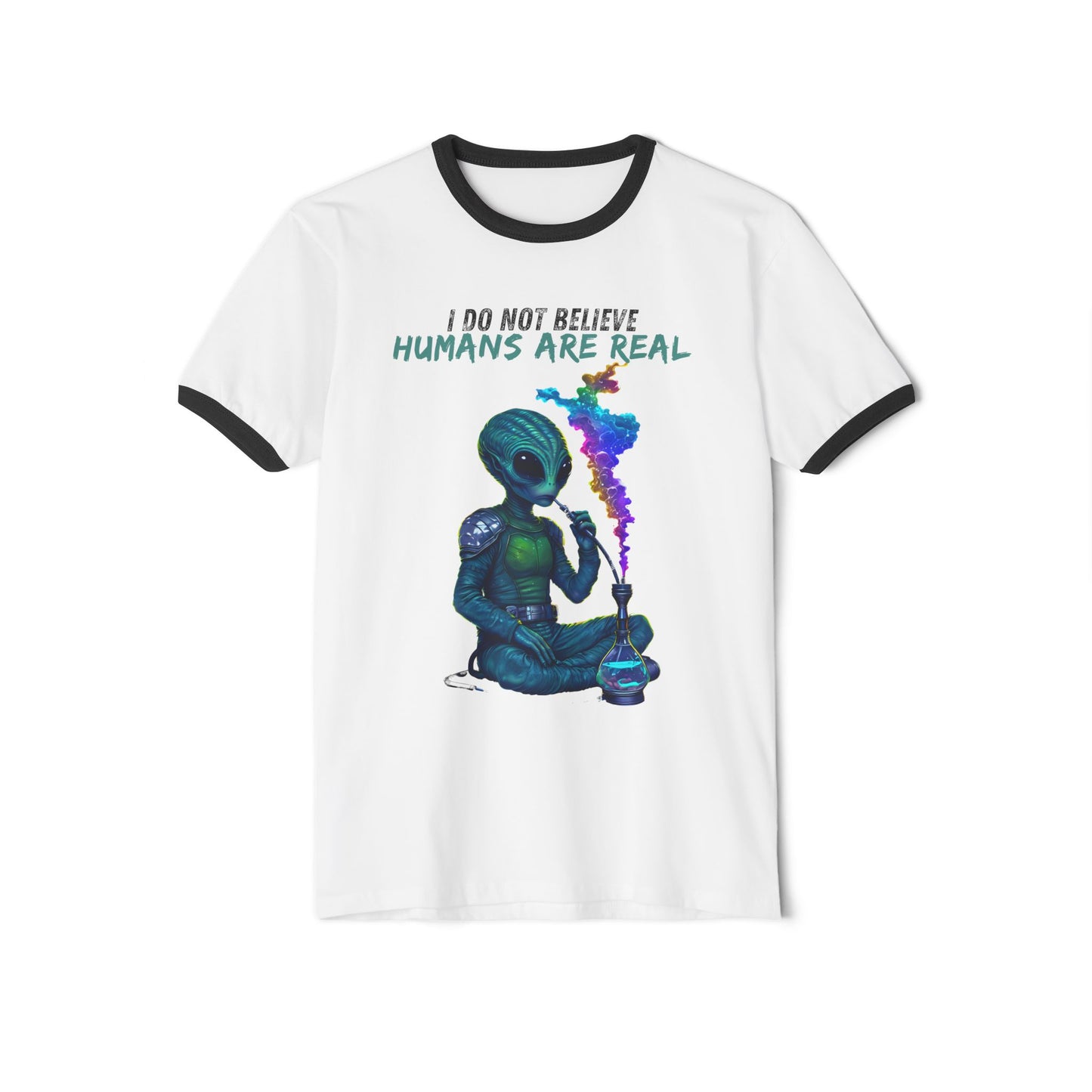 Cosmic Alien Hookah Space Cotton Ringer T-Shirt - Men's & Women Shirt