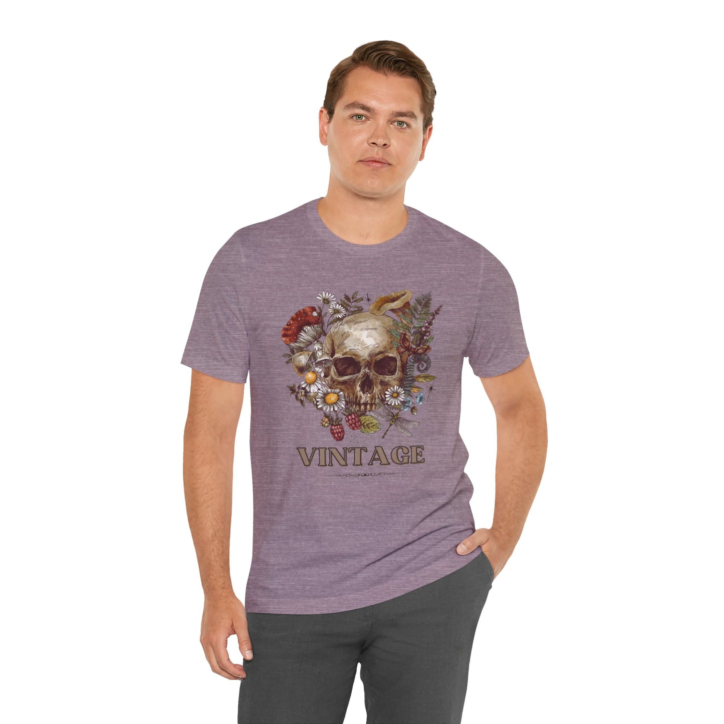 Experience timeless style with our Vintage Skull Tee - Retro, adorned with a detailed heritage-inspired skull and floral print. Crafted from 100% Airlume combed and ring-spun cotton for supreme comfort and durability, sustainable fashion