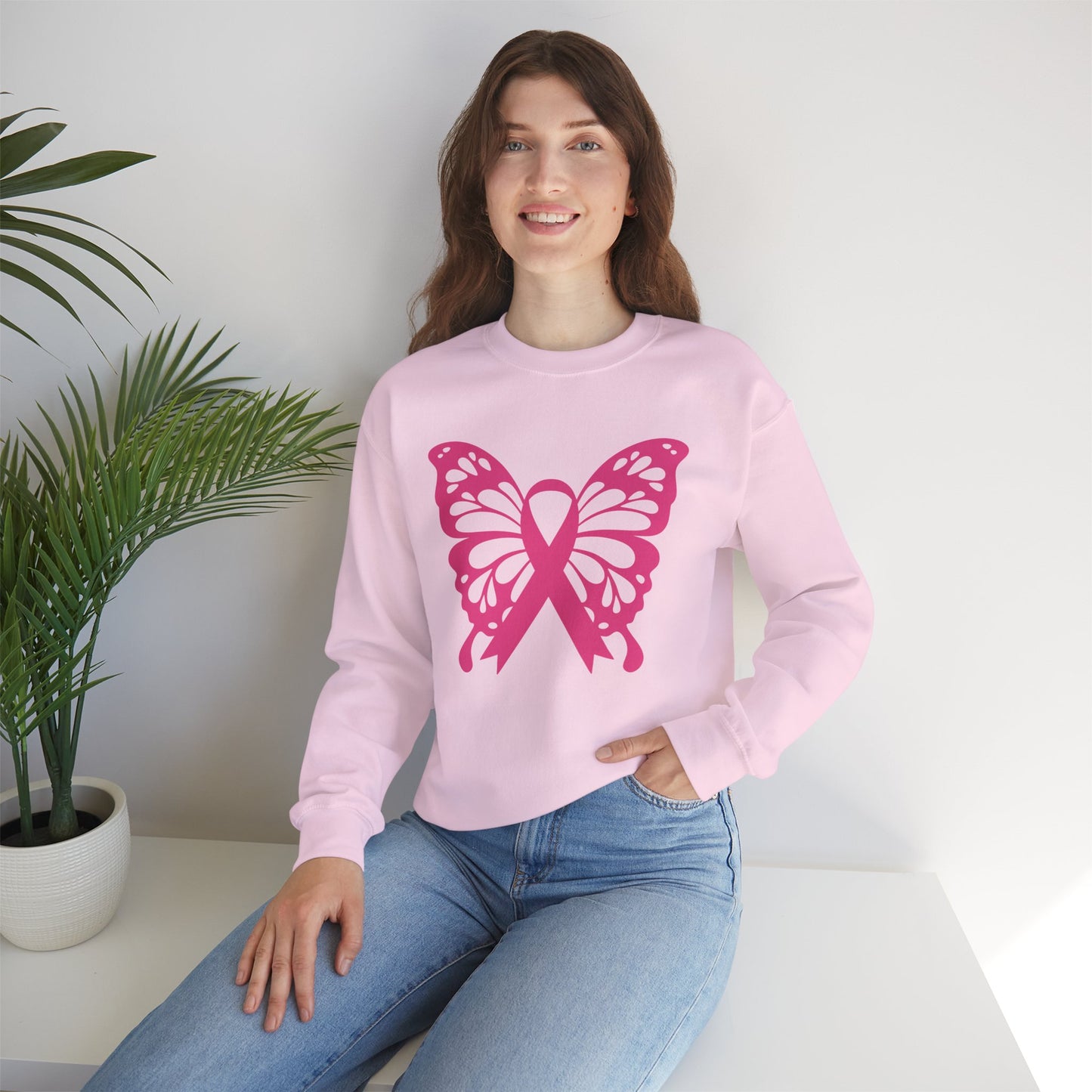 Breast Cancer Awareness Pink Ribbon Crewneck Sweatshirt