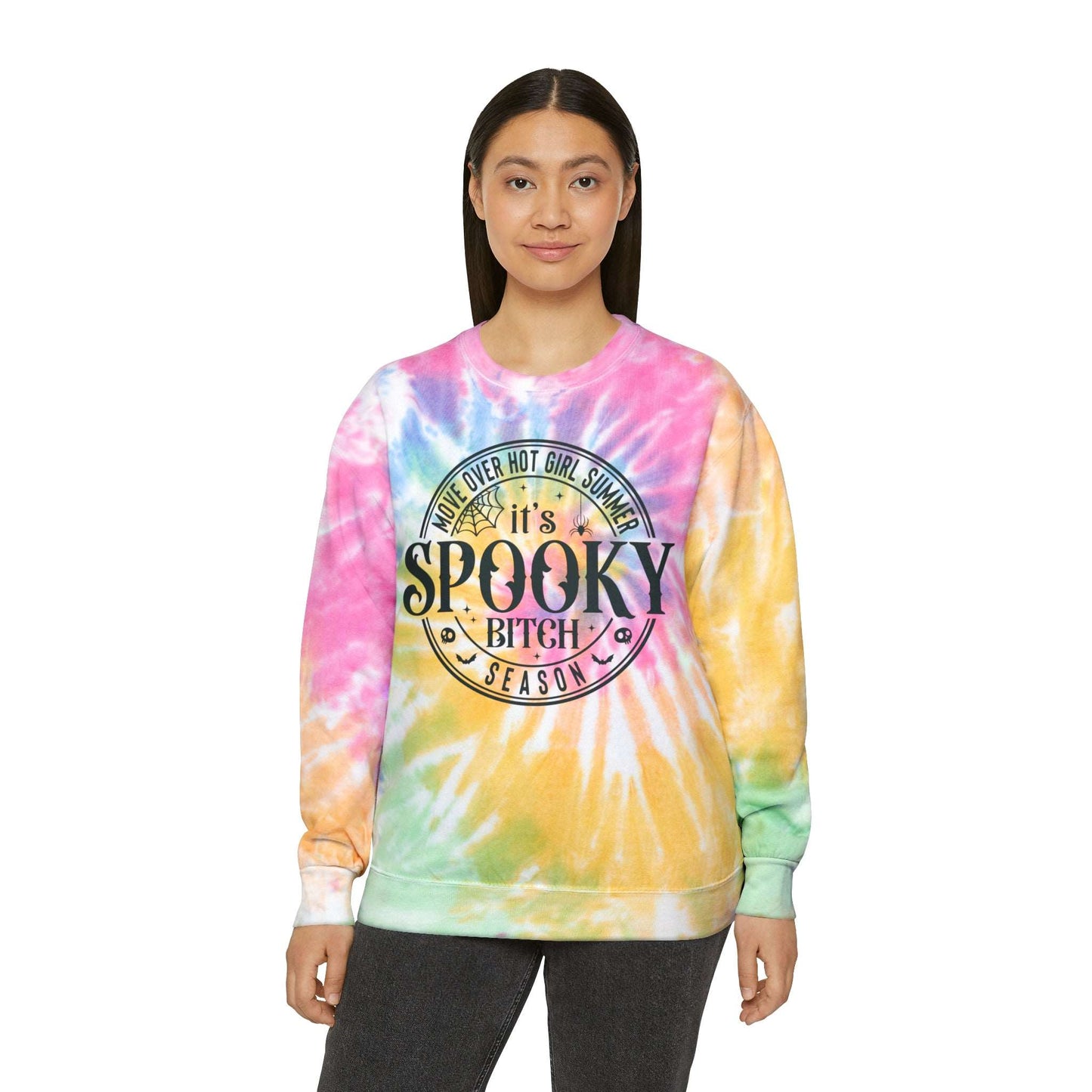  Halloween Enthusiasts: Whether you are searching for the 'ultimate Halloween sweatshirt', 'vibrant tie-dye Halloween fleece', or 'funny Halloween statement sweatshirt,' our product stands tall 