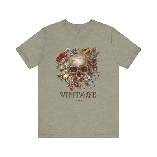 Experience timeless style with our Vintage Skull Tee - Retro, adorned with a detailed heritage-inspired skull and floral print. Crafted from 100% Airlume combed and ring-spun cotton for supreme comfort and durability, sustainable fashion