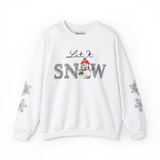 Let It Snow, Snowman Christmas Sweatshirt | Faux Sequins & Faux Embroidery