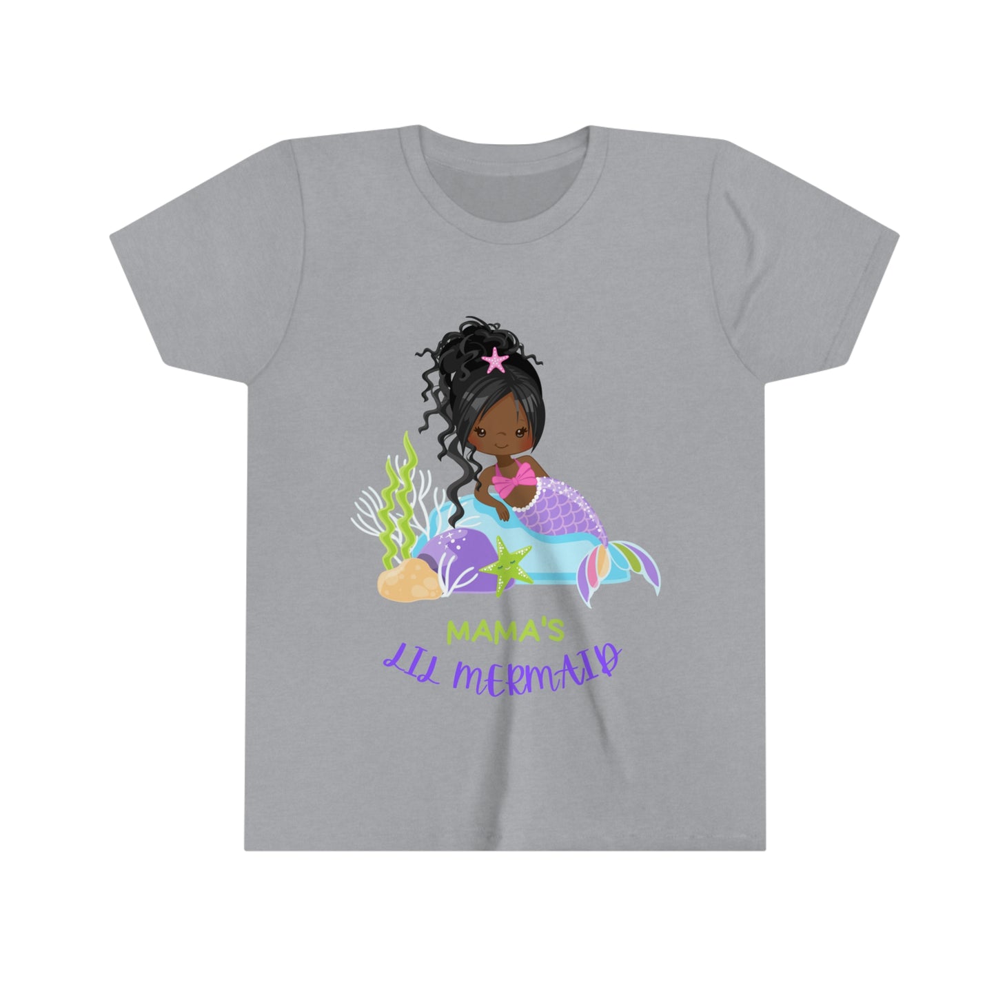 Kids will love this custom youth short sleeve tee. Mama's Lil Mermaid. Little Black Mermaid T-Shirt