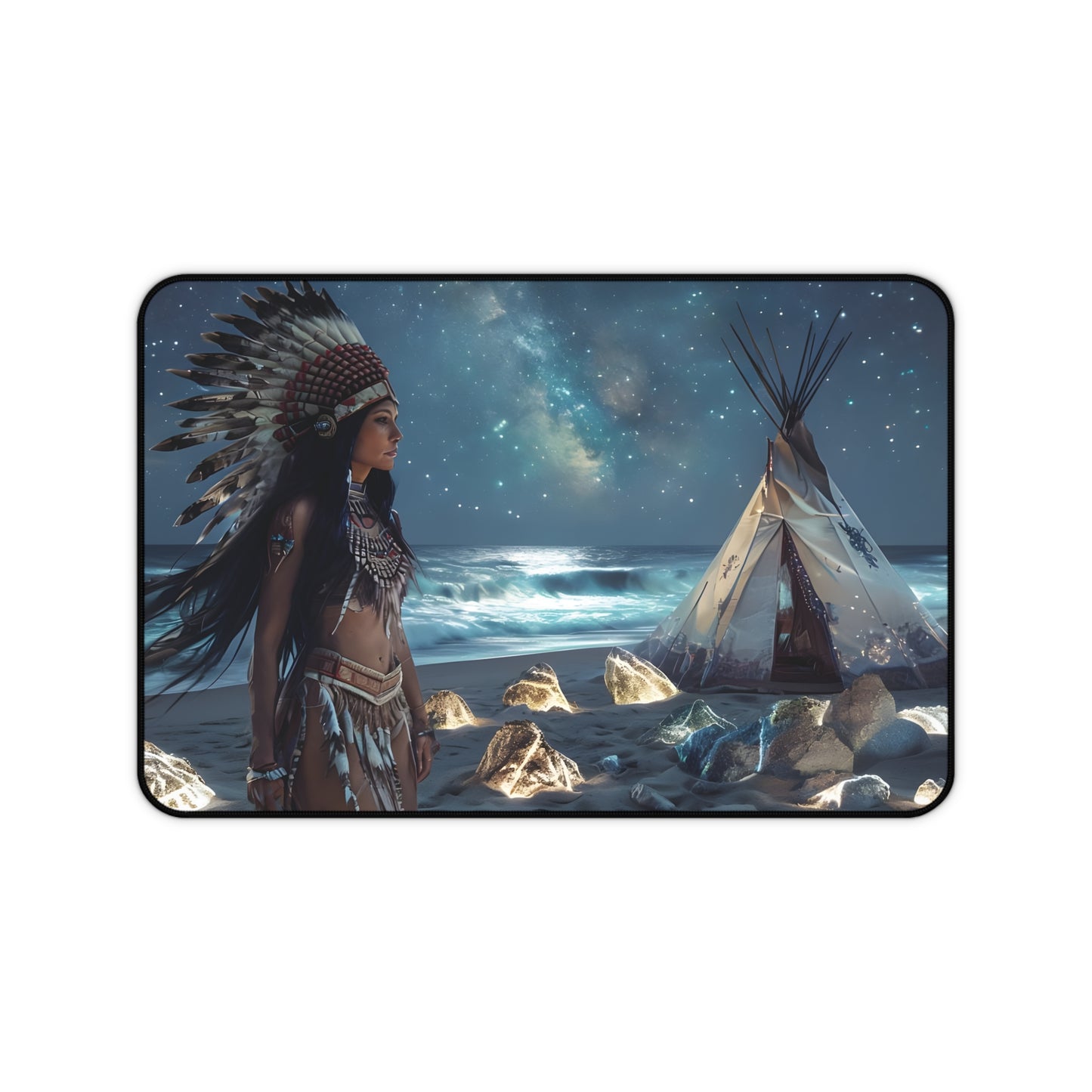 Native American Dreamscape Desk Mat - Bohemian Home Office Decor