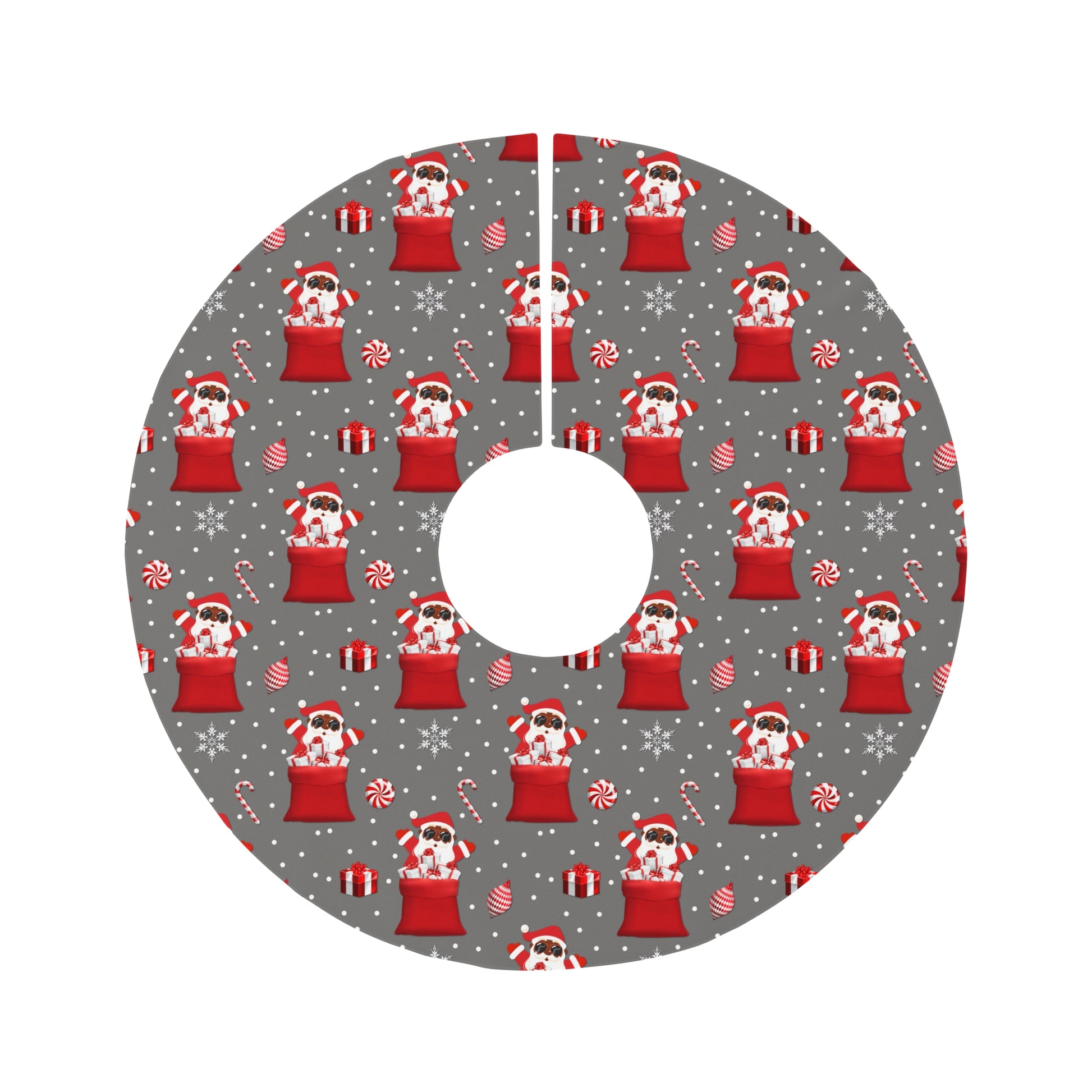 Sprinkle Magic Under Your Tree with Our Black Santa in Red Tree Skirt